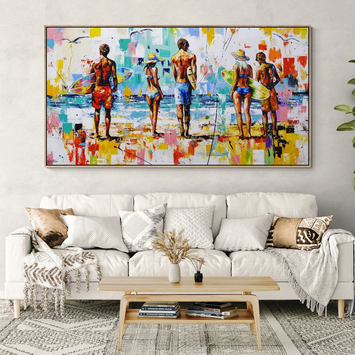 Summer 190cm x 100cm Surfing Textured Abstract Realism Painting