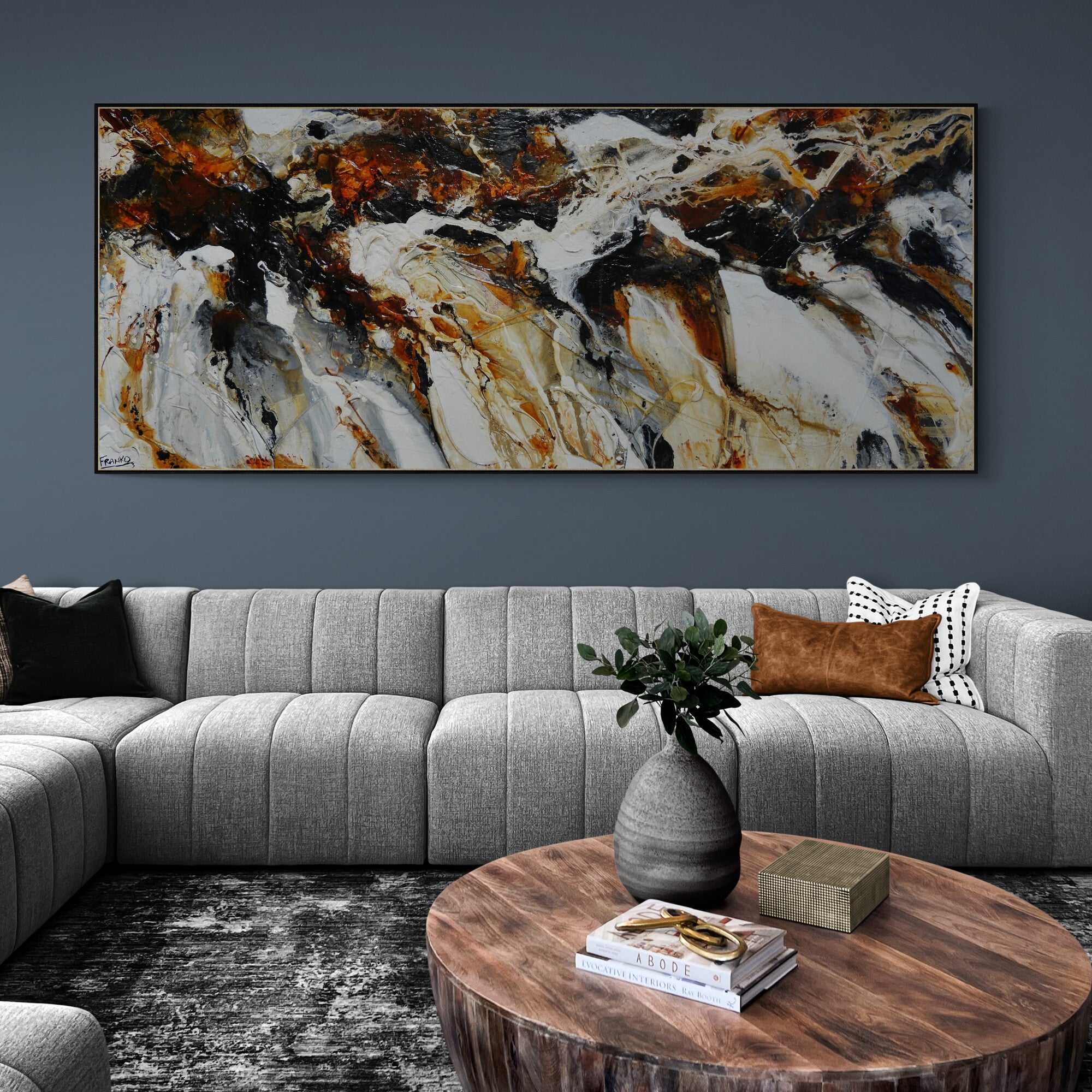 The Edge 240cm x 100cm Rust Textured Abstract Painting (SOLD)-Abstract-[Franko_Artist]-[Australian_artist]-[Gold_Coast]-[Brisbane]-[modern]-[contemporary]-[original]-[Large_artwork]-[The_Block]-[Dream_Homes]-[ideas]-[Grand_Designs]-[Art_Lover]-Franklin Art Studio