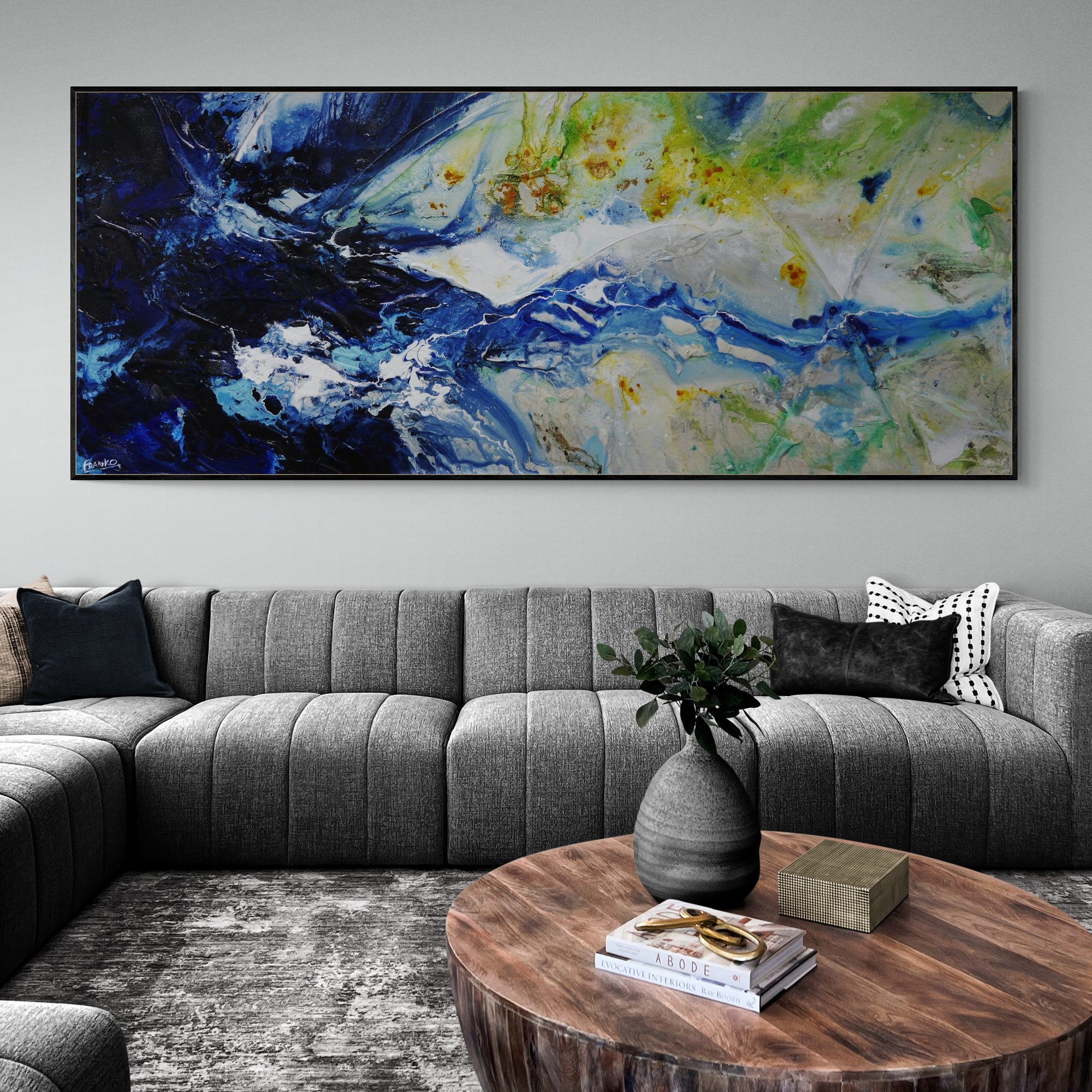 Natural Canopy 240cm x 100cm Textured Abstract Painting (SOLD)-Abstract-[Franko_Artist]-[The_Block]-[Dream_Homes]-[ideas]-[Grand_Designs]-[Art_Lover]-Franklin Art Studio