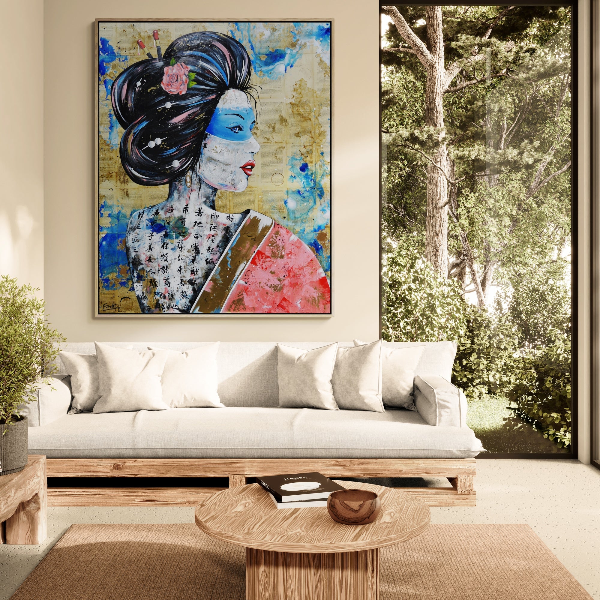 Safaia 120cm x 150cm Geisha Abstract Realism Book Club Painting