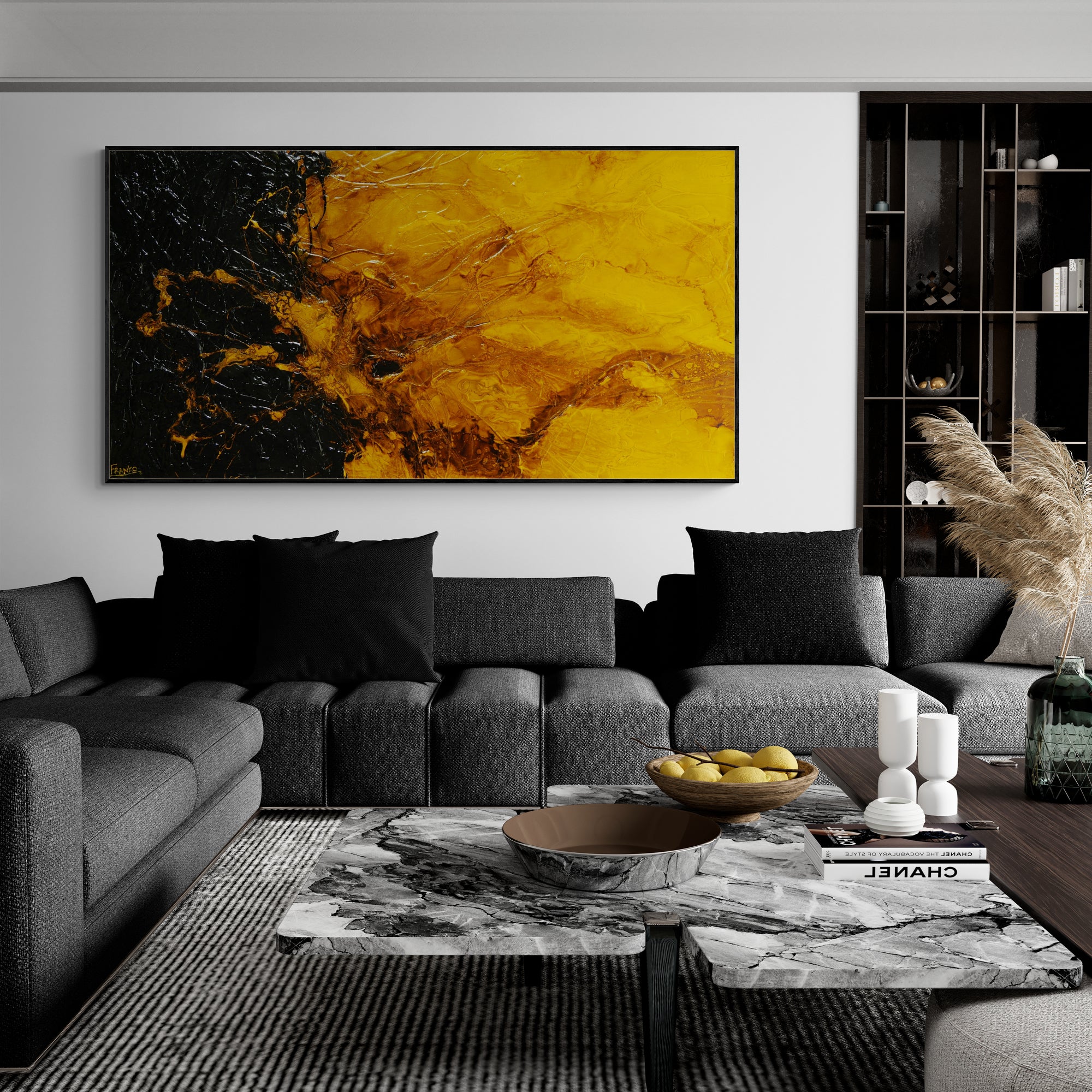 Natural Sunflower 190cm x 100cm Textured Abstract Painting (SOLD)-Abstract-[Franko_Artist]-[Australian_artist]-[Gold_Coast]-[Brisbane]-[modern]-[contemporary]-[original]-[Large_artwork]-[The_Block]-[Dream_Homes]-[ideas]-[Grand_Designs]-[Art_Lover]-Franklin Art Studio