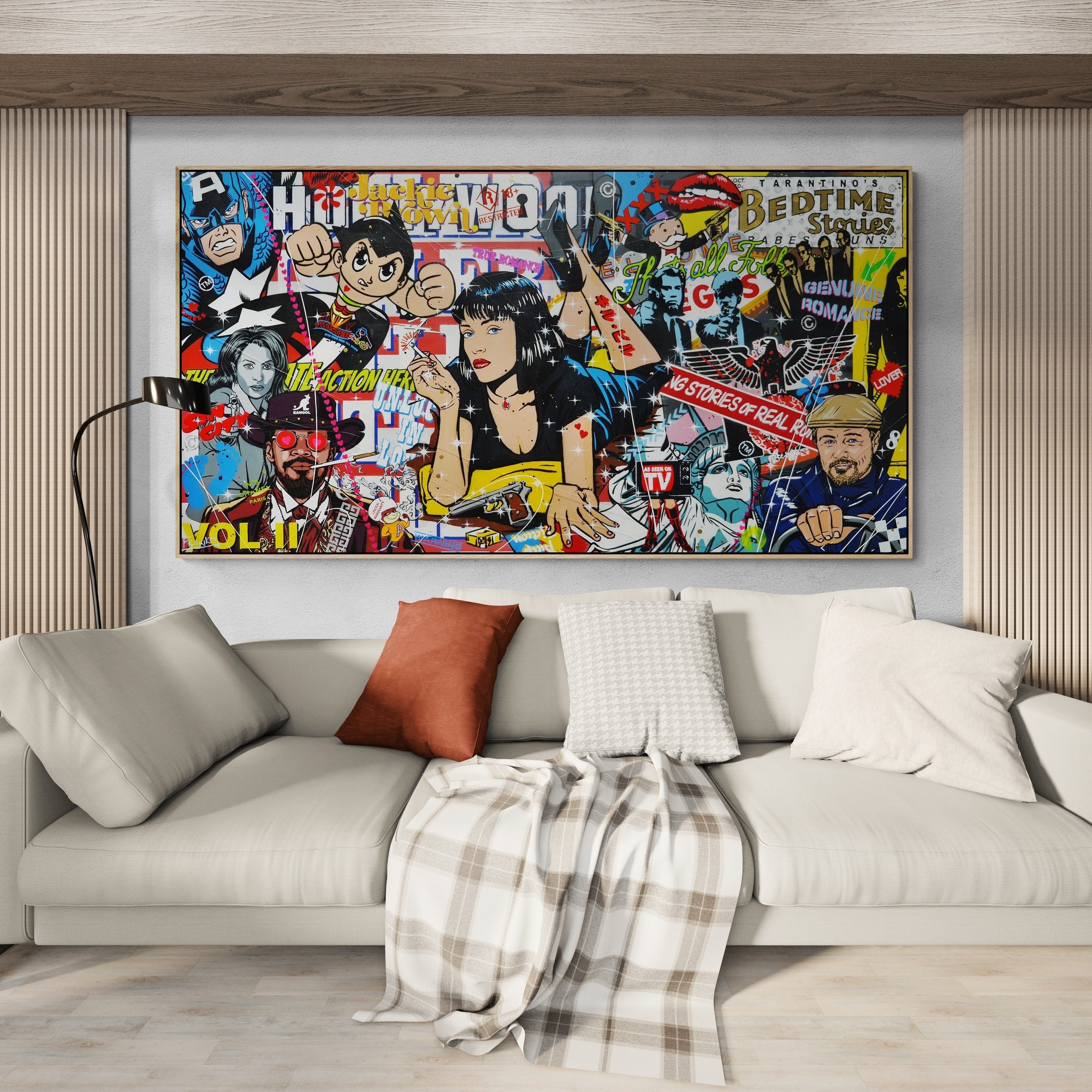 Bedtime with Quentin 190cm x 100cm Textured Urban Pop Art Painting (SOLD)-Urban Pop Art-[Franko_Artist]-[The_Block]-[Dream_Homes]-[ideas]-[Grand_Designs]-[Art_Lover]-Franklin Art Studio