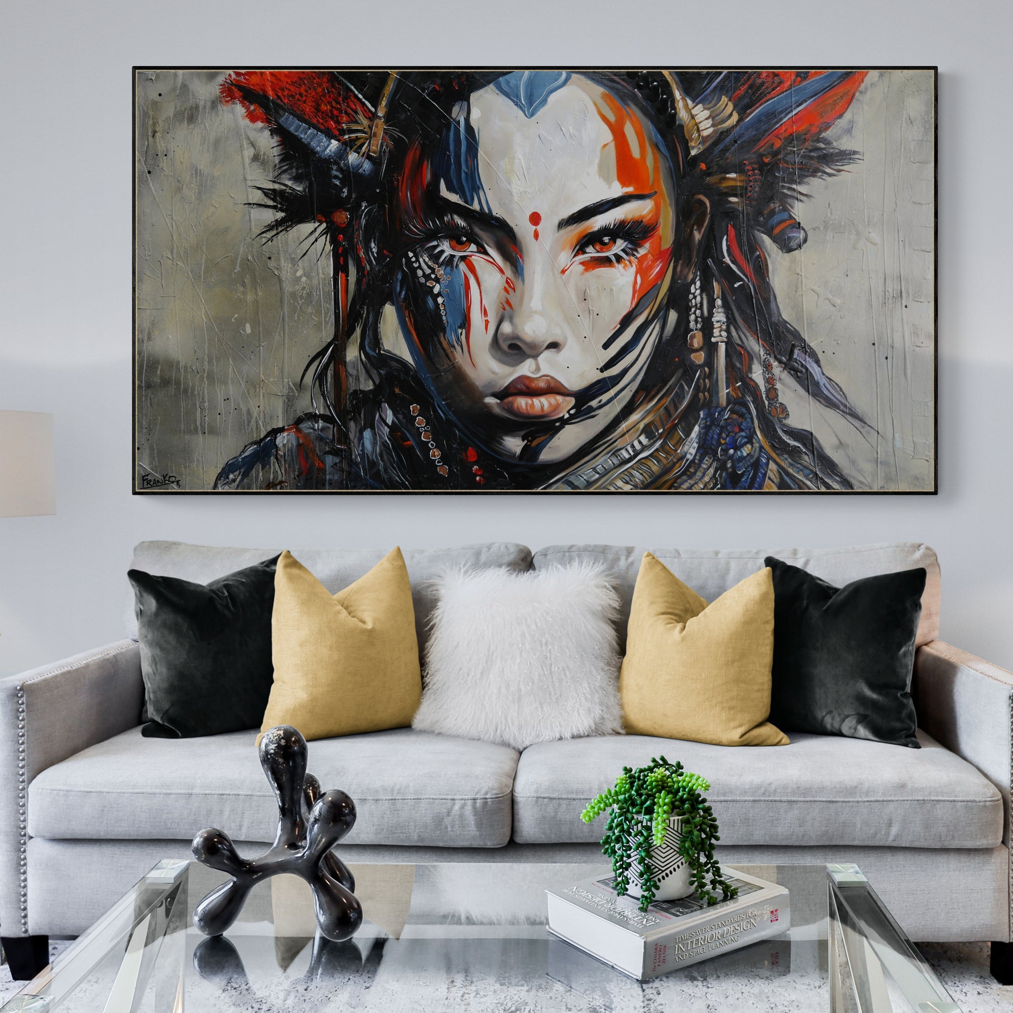 Musashi 190cm x 100cm Brave and Beautiful Abstract Framed Textured Painting (SOLD)-abstract realism-[Franko_Artist]-[The_Block]-[Dream_Homes]-[ideas]-[Grand_Designs]-[Art_Lover]-Franklin Art Studio