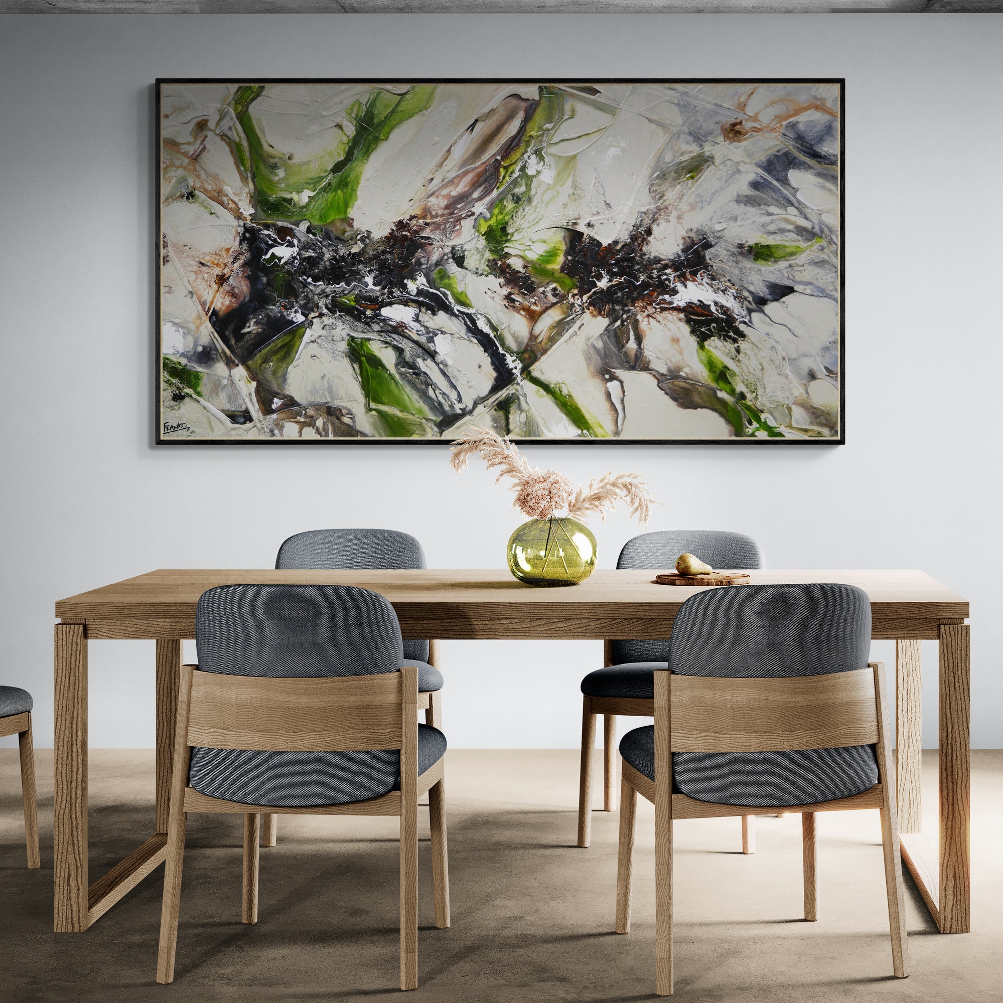 Olive and Crunch 190cm x 100cm Textured Abstract Painting