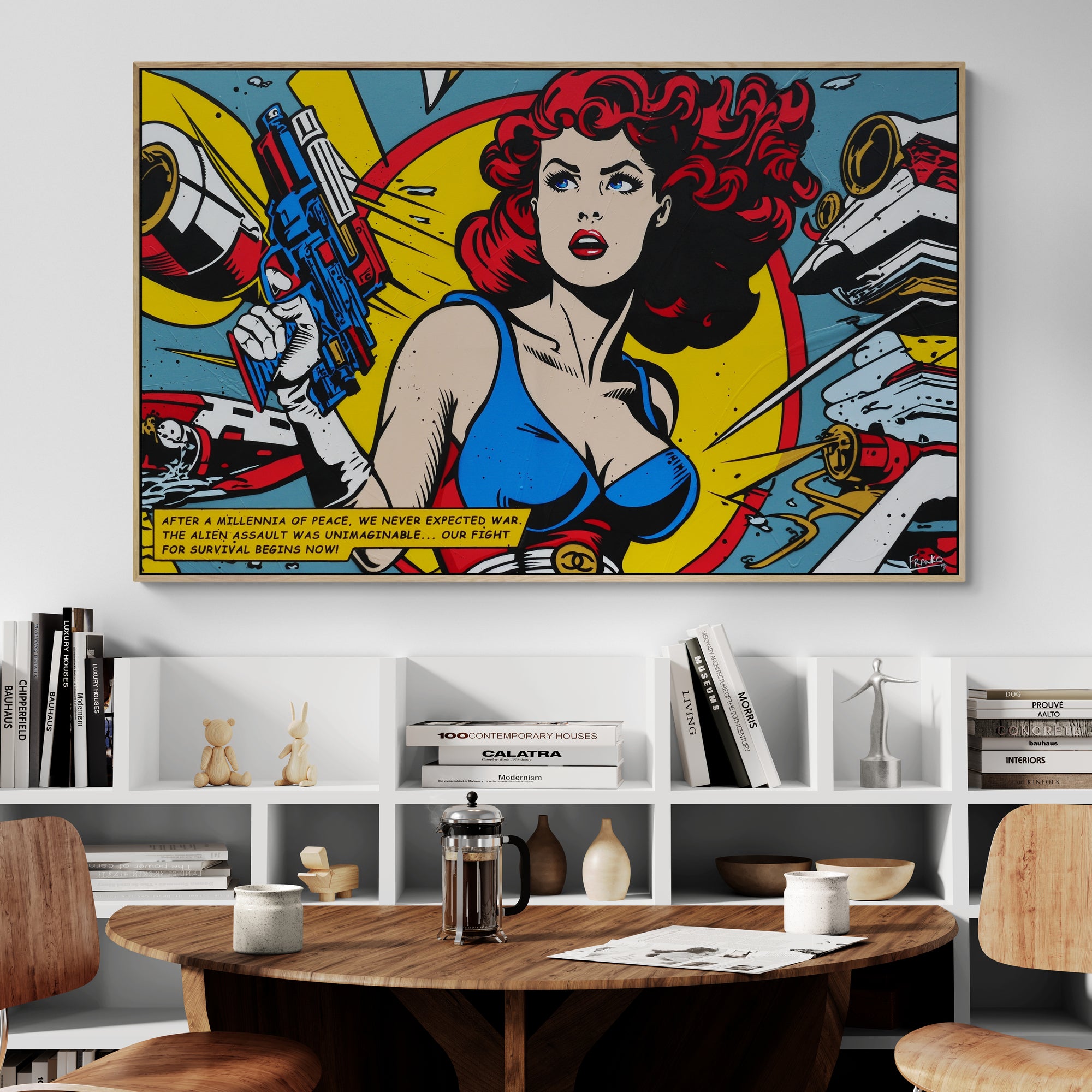 Space Wars 160cm x 100cm Space Classic Pop Art Painting (SOLD)-Urban Pop Art-[Franko_Artist]-[The_Block]-[Dream_Homes]-[ideas]-[Grand_Designs]-[Art_Lover]-Franklin Art Studio