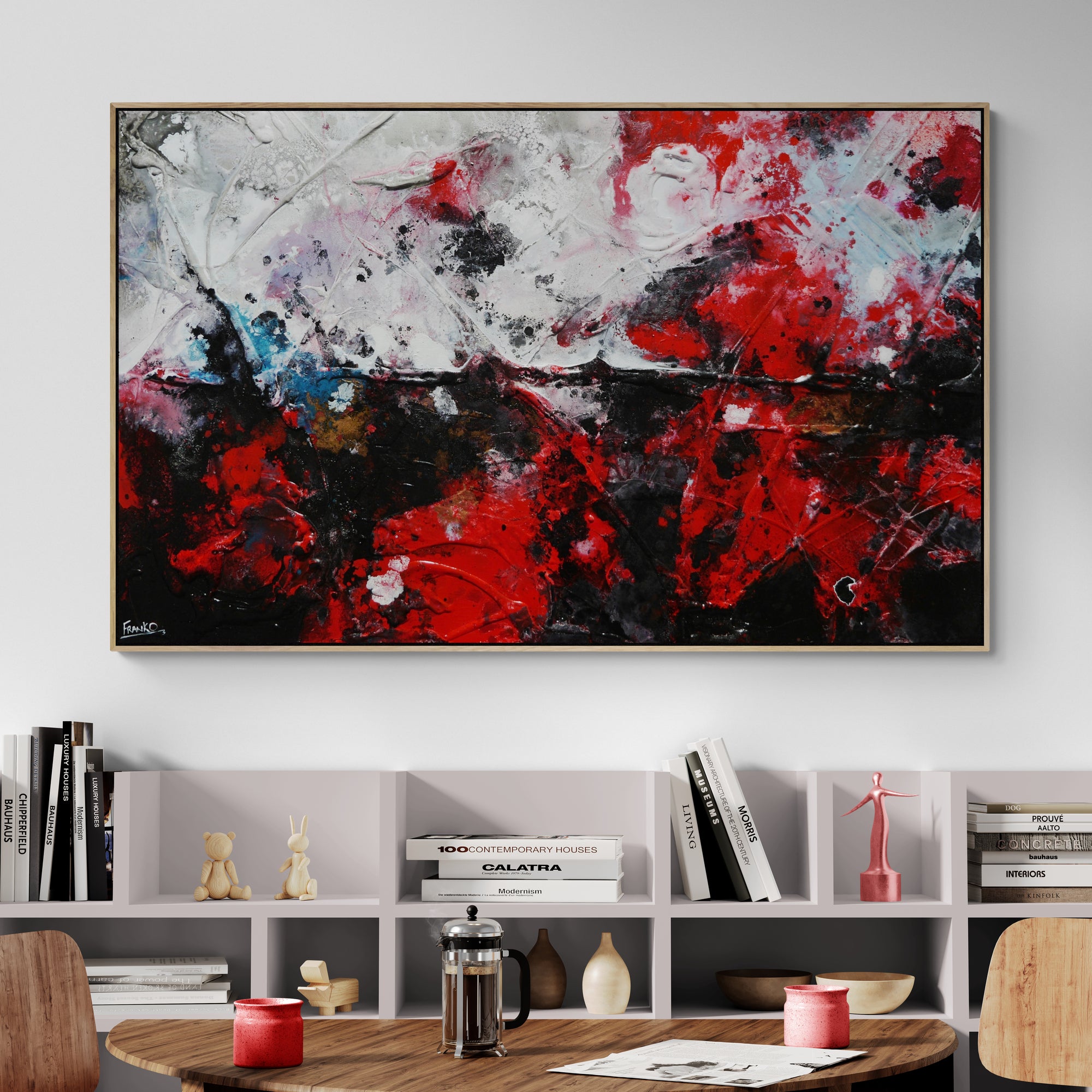 Red Energy 160cm x 100cm Black Red Textured Abstract Painting