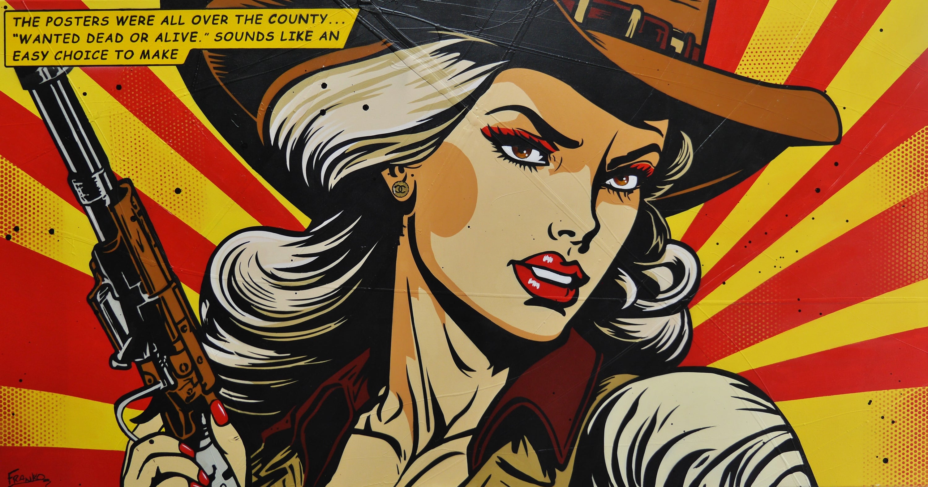 All Over The County 190cm x 100cm Cowgirl Classic Pop Art Painting (SOLD)