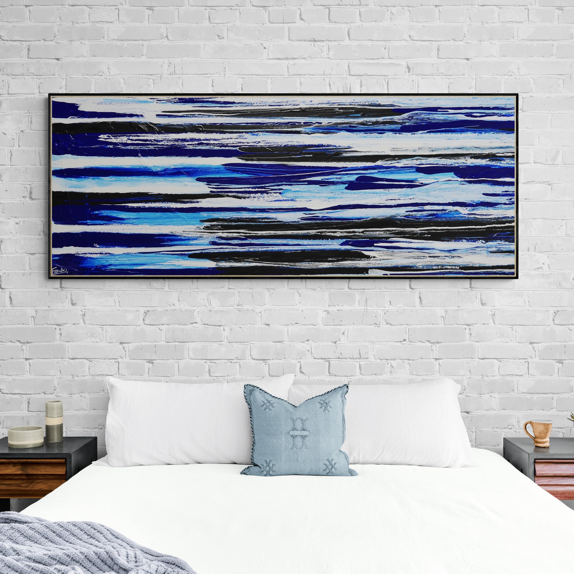 update alt-text with template Sapphire Flow 200cm x 80cm Blue White Black Textured Abstract Painting-Abstract-[Franko_Artist]-[The_Block]-[Dream_Homes]-[ideas]- [Grand_Designs]-Franklin Art Studio