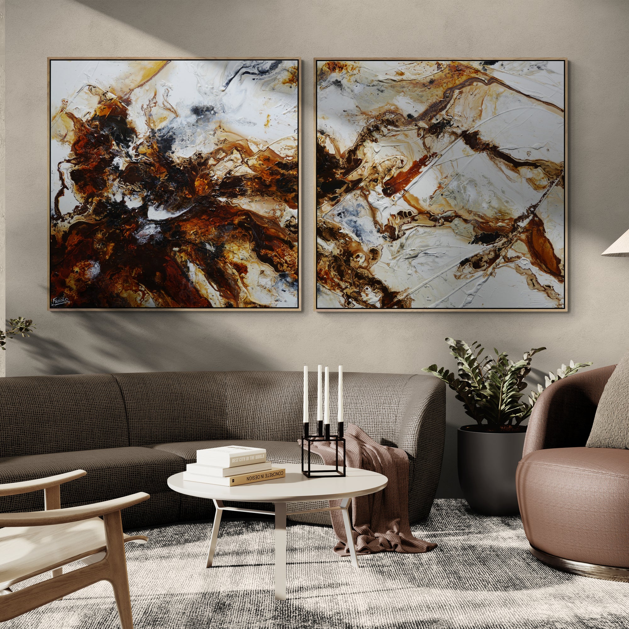 Oxide Duet 240cm x 120cm 2 Panel Textured Abstract Painting