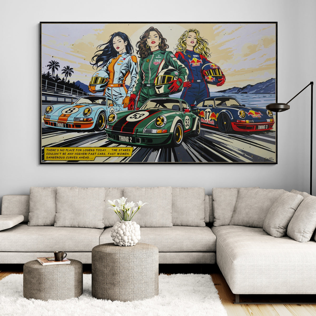 Fast Cars, Fast Women 200cm x 120cm Porsche Classic Pop Art Painting