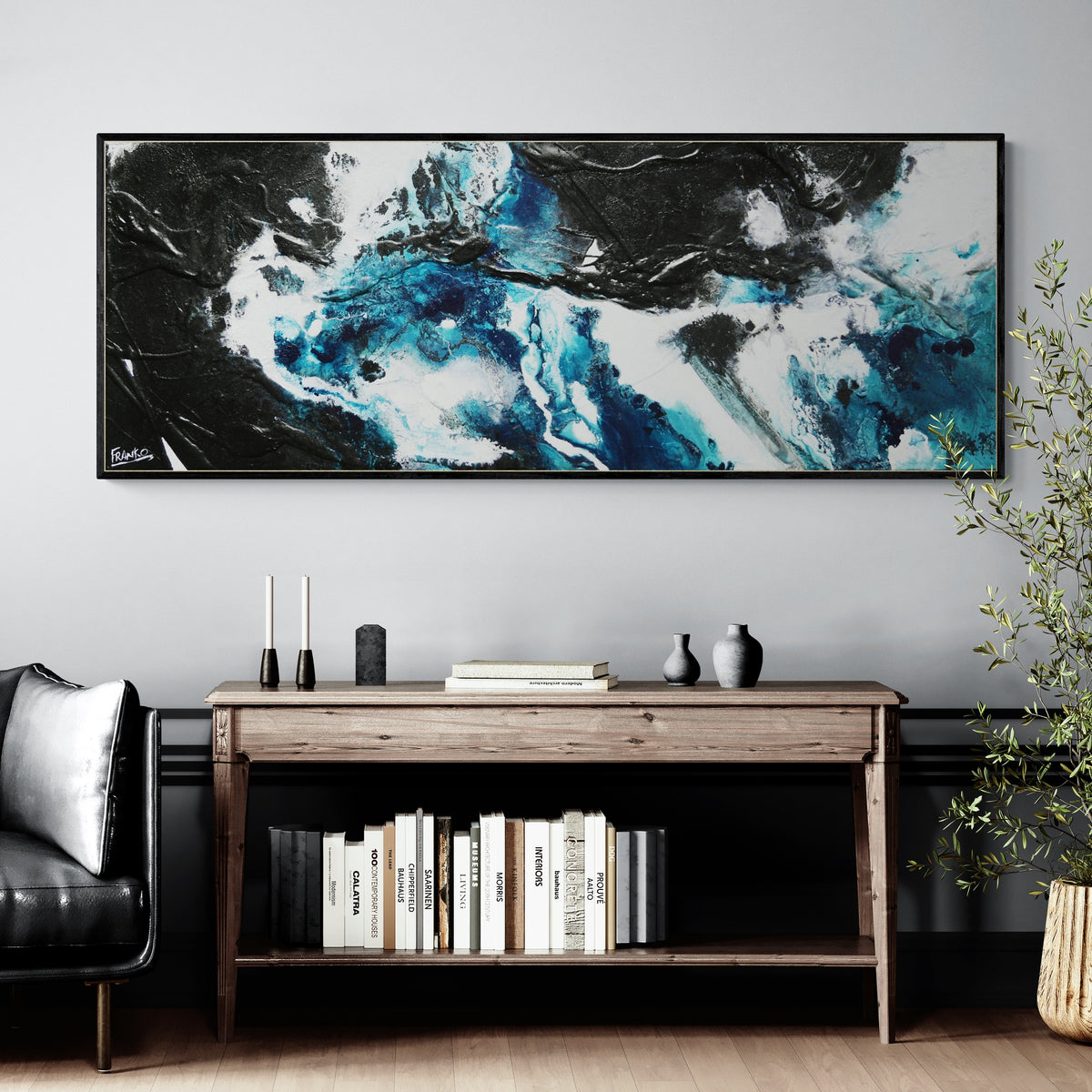 Teal Infusion 160cm x 60cm Textured Abstract Painting