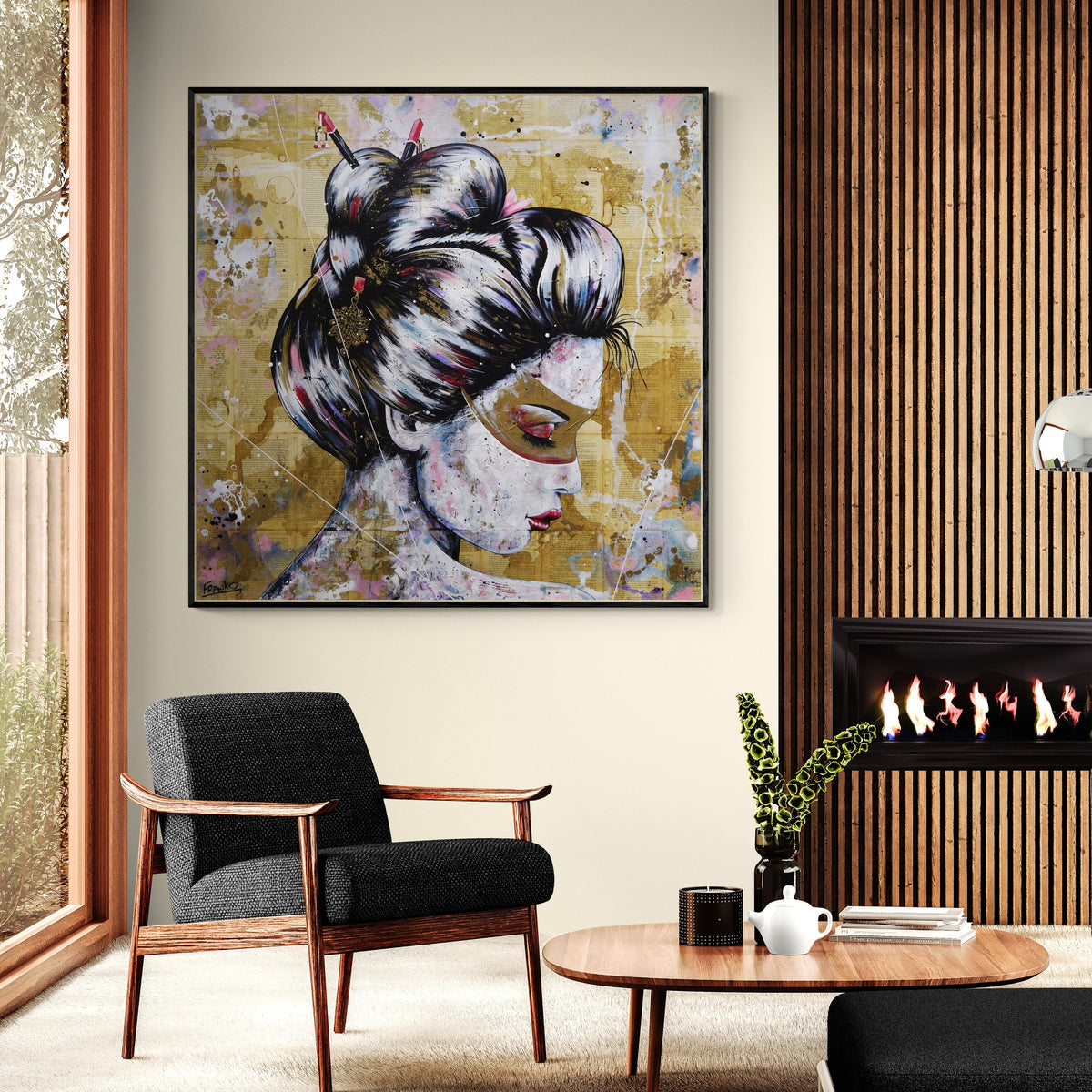Murasaki 120cm x 120cm Geisha Abstract Realism Book Club Painting (SOLD)