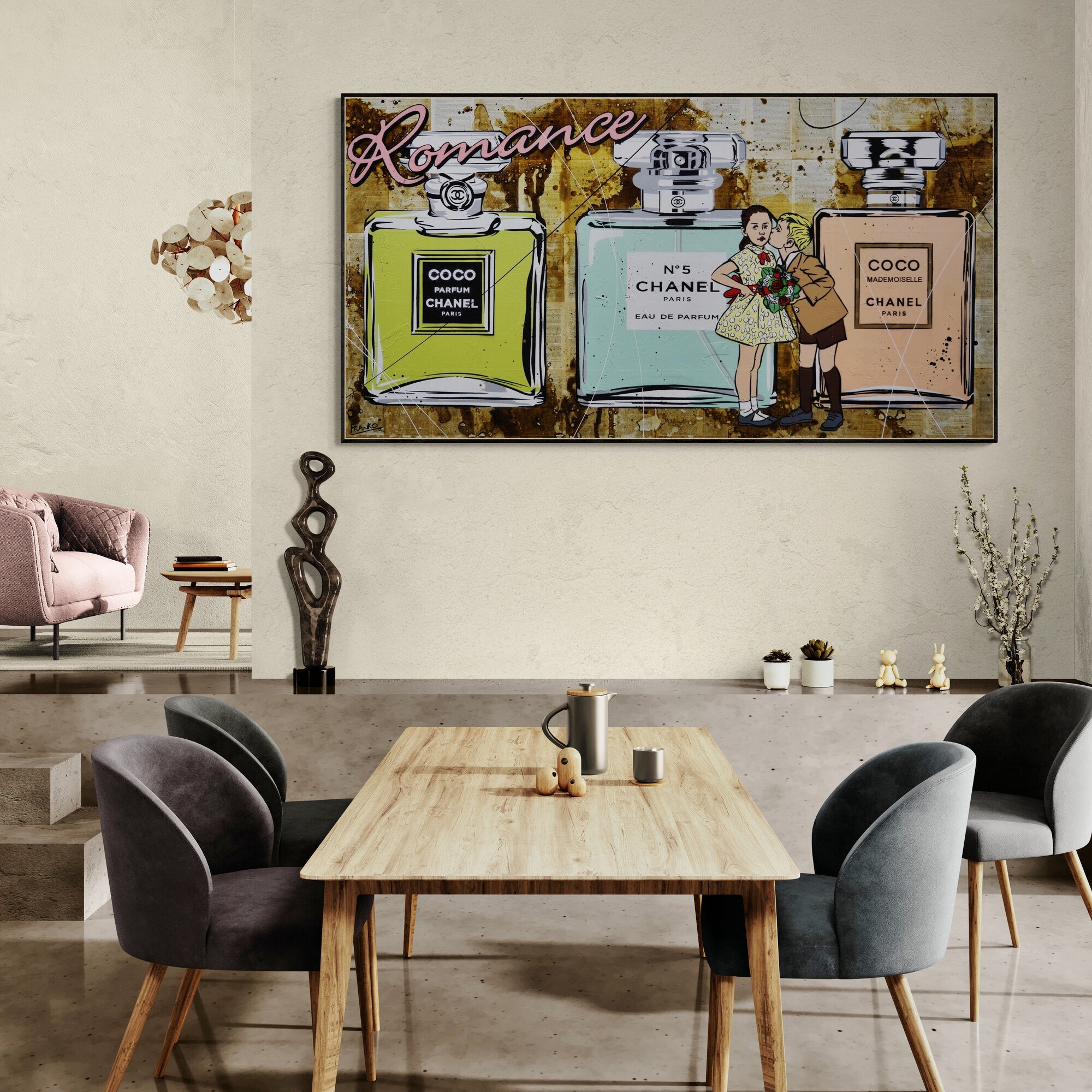 update alt-text with template Perfume Kisses 190cm x 100cm Romantic Book Pages Urban Pop Art Painting-Urban Pop Art-[Franko_Artist]-[The_Block]-[Dream_Homes]-[ideas]- [Grand_Designs]-Franklin Art Studio