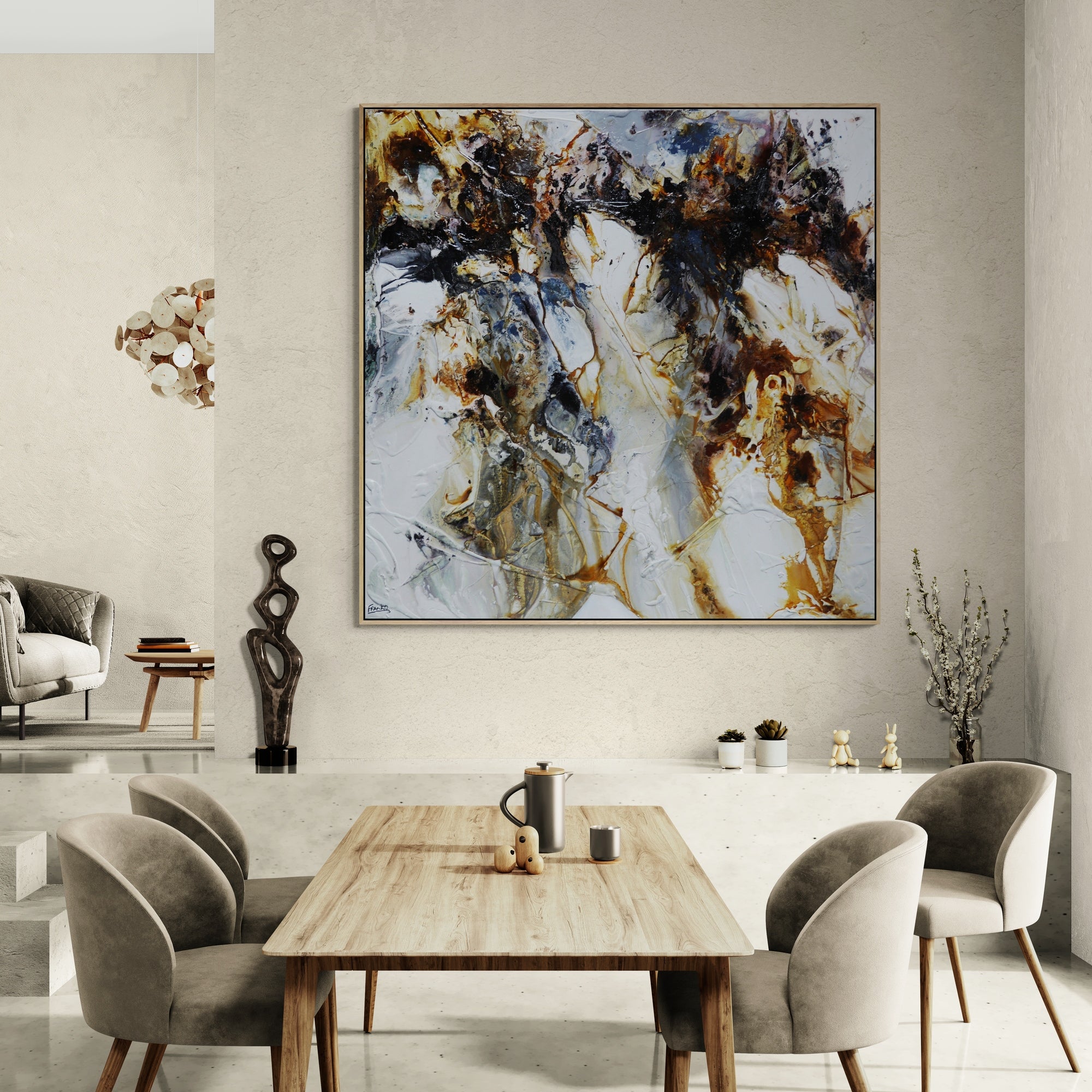 Slated Nara 150cm x 150cm Textured Abstract Painting-Abstract-[Franko_Artist]-[Australian_artist]-[Gold_Coast]-[Brisbane]-[modern]-[contemporary]-[original]-[Large_artwork]-[The_Block]-[Dream_Homes]-[ideas]-[Grand_Designs]-[Art_Lover]-Franklin Art Studio