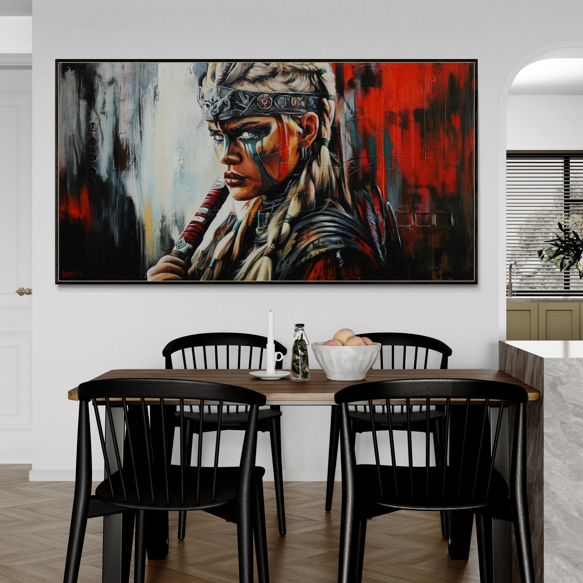 update alt-text with template Valkyrie 190cm x 100cm FRAMED Abstract Realism Textured Painting-people-[Franko_Artist]-[The_Block]-[Dream_Homes]-[ideas]- [Grand_Designs]-Franklin Art Studio