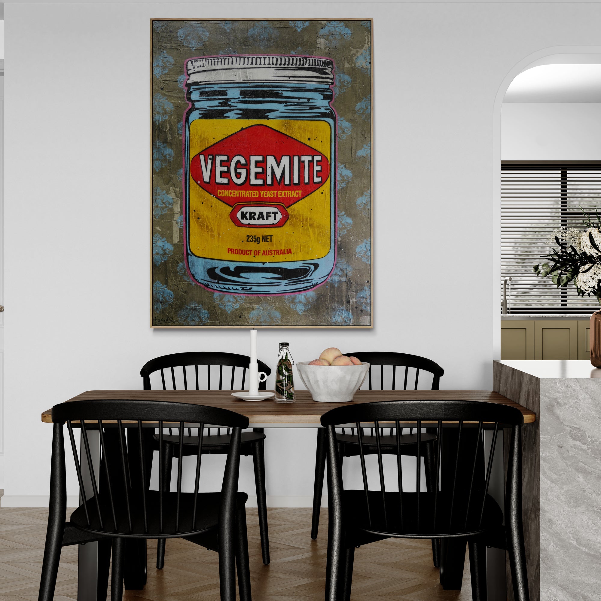 Extracted 100cm x 140cm Vegemite Concrete Textured Urban Pop Art Painting (SOLD)-Urban Pop Art-[Franko_Artist]-[The_Block]-[Dream_Homes]-[ideas]-[Grand_Designs]-[Art_Lover]-Franklin Art Studio