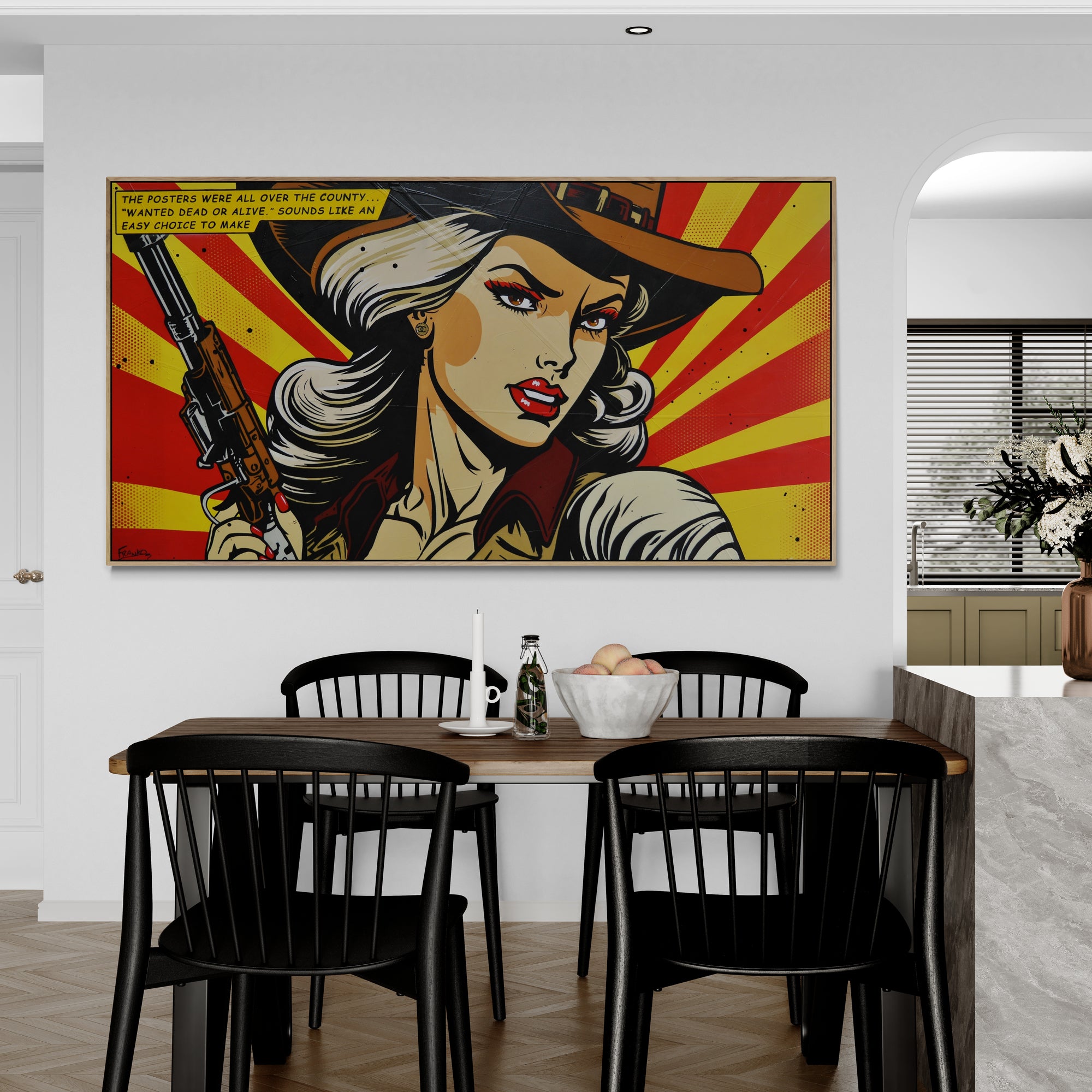 All Over The County 190cm x 100cm Cowgirl Classic Pop Art Painting (SOLD)-Urban Pop Art-[Franko_Artist]-[The_Block]-[Dream_Homes]-[ideas]-[Grand_Designs]-[Art_Lover]-Franklin Art Studio