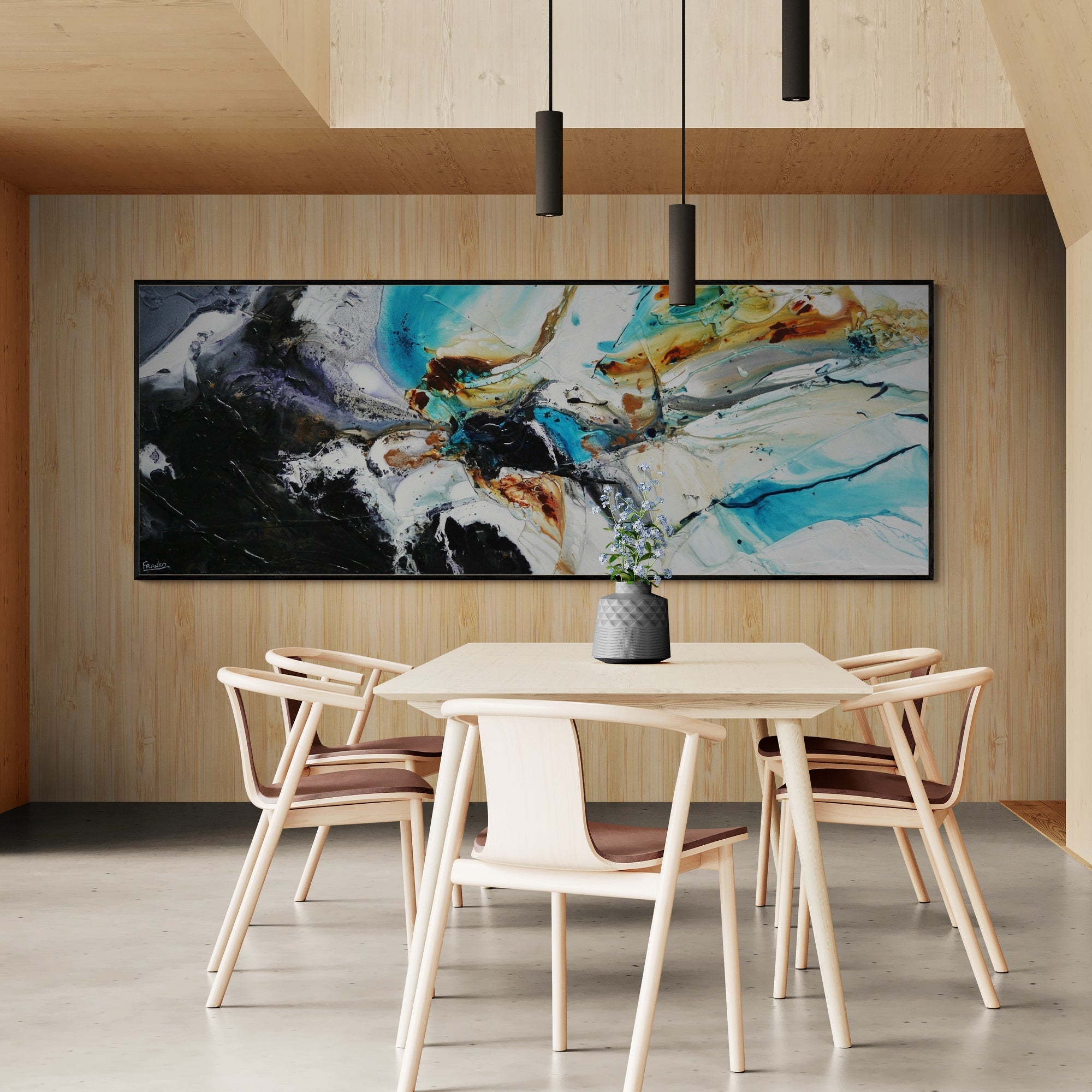 Aqua Evolution 270cm x 100cm Black White Teal Bronze Textured Abstract Painting (SOLD)-Abstract-[Franko_Artist]-[Australian_artist]-[Gold_Coast]-[Brisbane]-[modern]-[contemporary]-[original]-[Large_artwork]-[The_Block]-[Dream_Homes]-[ideas]-[Grand_Designs]-[Art_Lover]-Franklin Art Studio