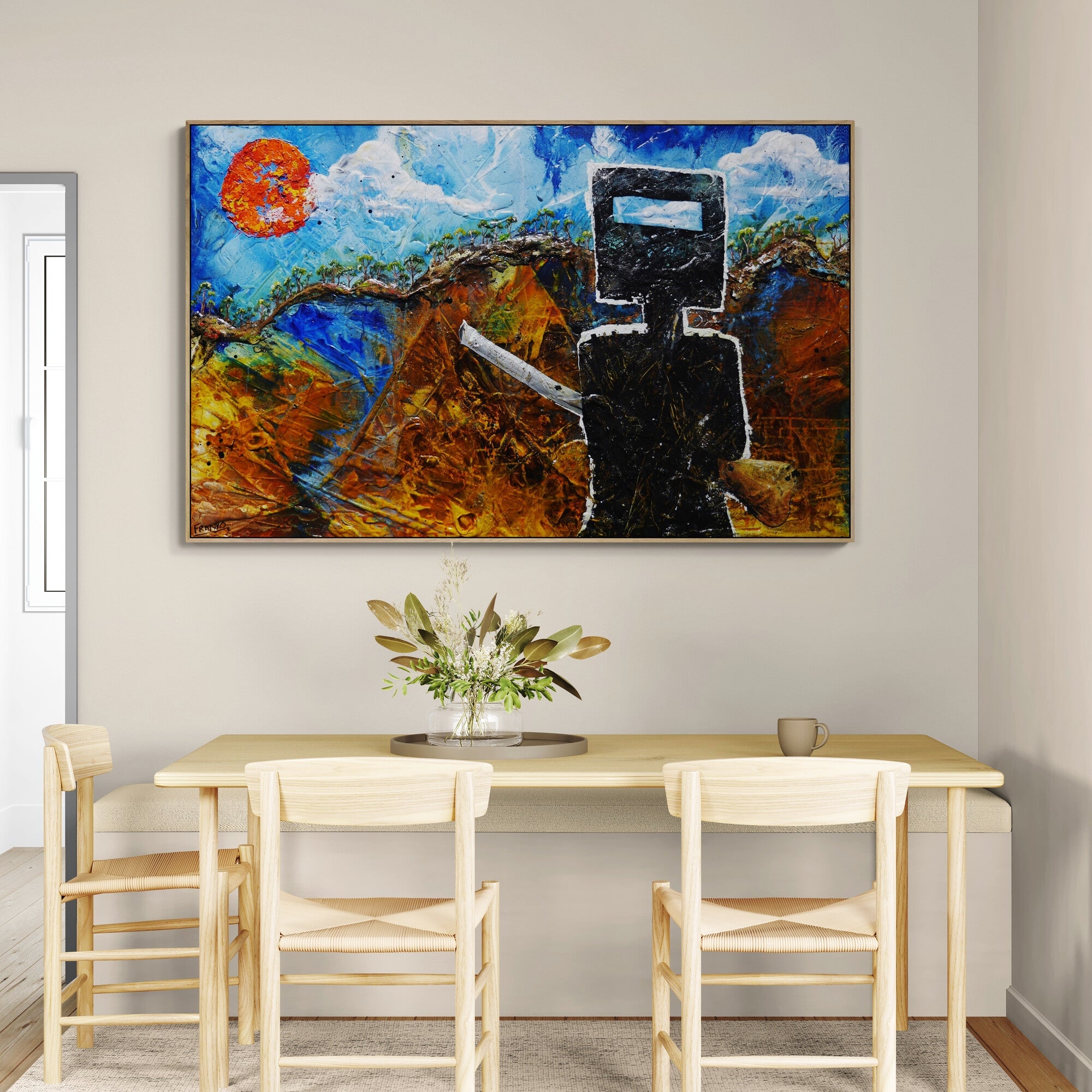 update alt-text with template Nedinator 160cm x 100cm Ned Kelly Textured Abstract Painting-Abstract-[Franko_Artist]-[The_Block]-[Dream_Homes]-[ideas]- [Grand_Designs]-Franklin Art Studio