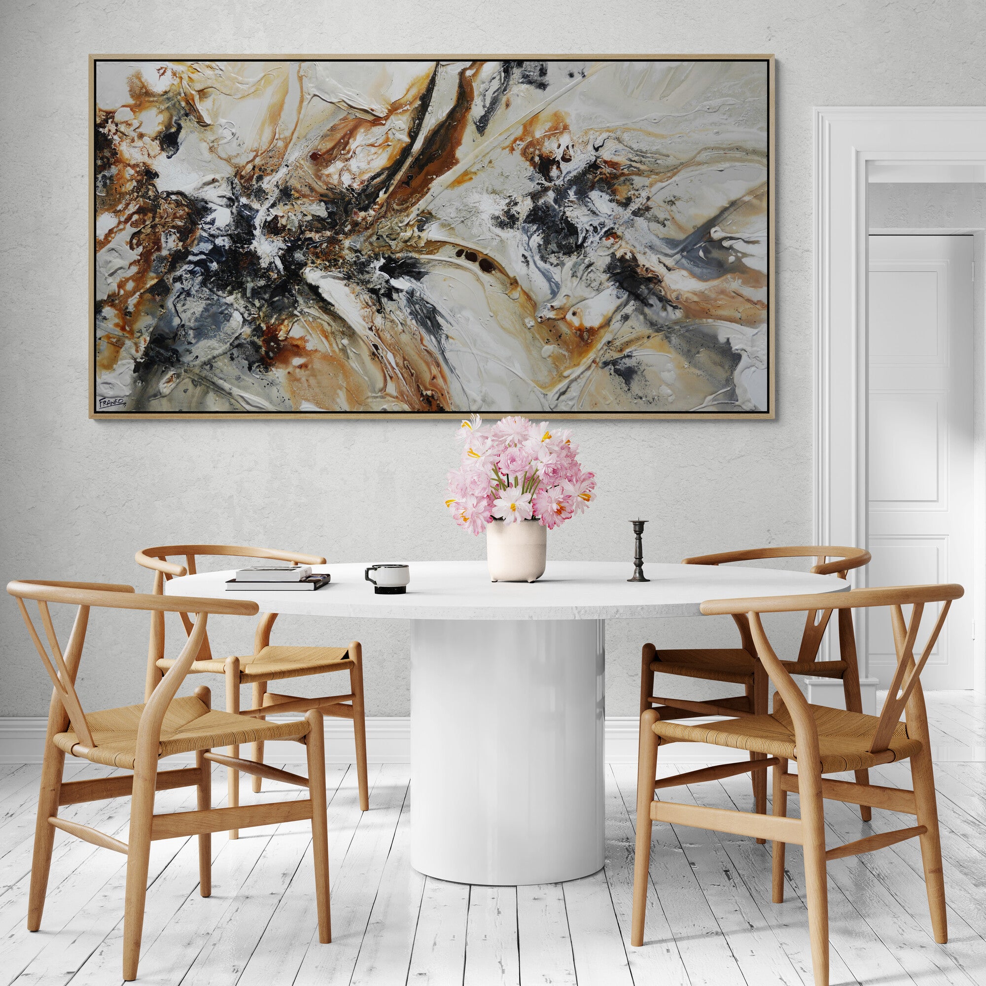 Nutted Almond 190cm x 100cm Warm Textured Abstract Painting (SOLD)-Abstract-[Franko_Artist]-[The_Block]-[Dream_Homes]-[ideas]-[Grand_Designs]-[Art_Lover]-Franklin Art Studio