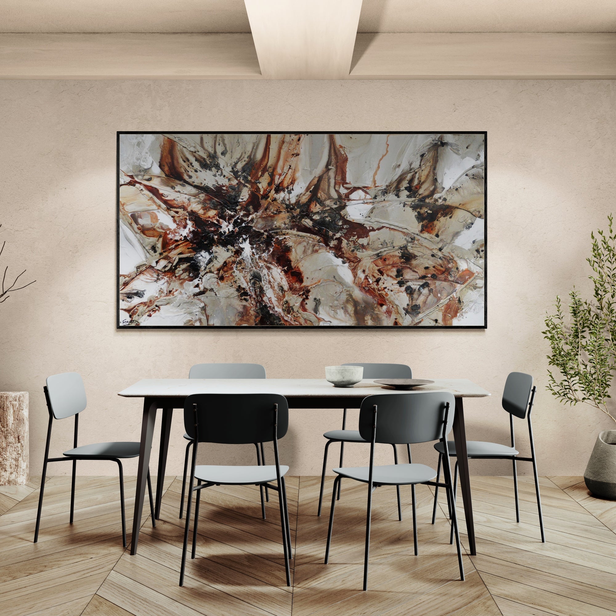 Malted Resonance 190cm x 100cm Umber Brown Grey Bone Black White Textured Abstract Painting-Abstract-[Franko_Artist]-[Australian_artist]-[Gold_Coast]-[Brisbane]-[modern]-[contemporary]-[original]-[Large_artwork]-[The_Block]-[Dream_Homes]-[ideas]-[Grand_Designs]-[Art_Lover]-Franklin Art Studio