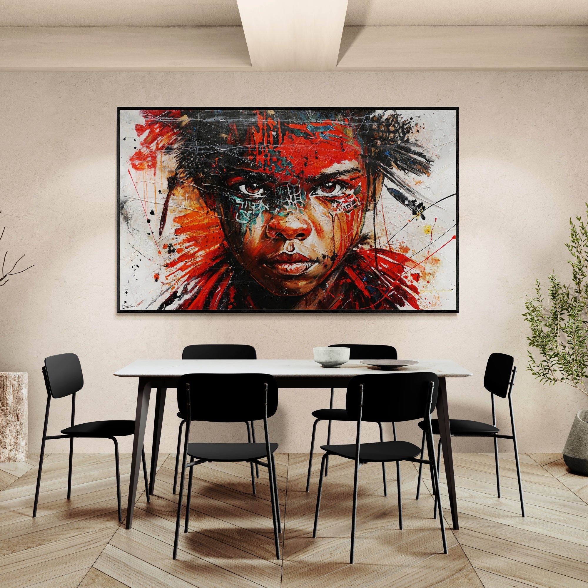 Scarlett Warrior 200cm x 120cm Brave and Beautiful Abstract Framed Textured Painting (SOLD)-people-[Franko_Artist]-[Australian_artist]-[Gold_Coast]-[Brisbane]-[modern]-[contemporary]-[original]-[Large_artwork]-[The_Block]-[Dream_Homes]-[ideas]-[Grand_Designs]-[Art_Lover]-Franklin Art Studio