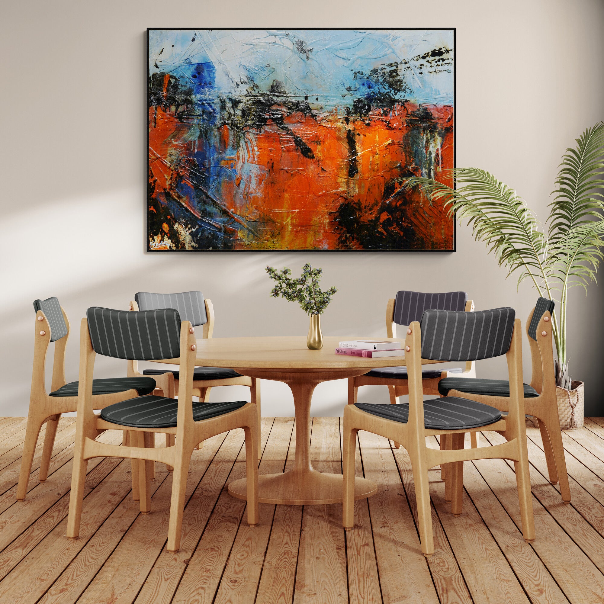 Orange Regatta 140cm x 100cm Orange Blue Textured Abstract Painting (SOLD)-Abstract-[Franko_Artist]-[Australian_artist]-[Gold_Coast]-[Brisbane]-[modern]-[contemporary]-[original]-[Large_artwork]-[The_Block]-[Dream_Homes]-[ideas]-[Grand_Designs]-[Art_Lover]-Franklin Art Studio