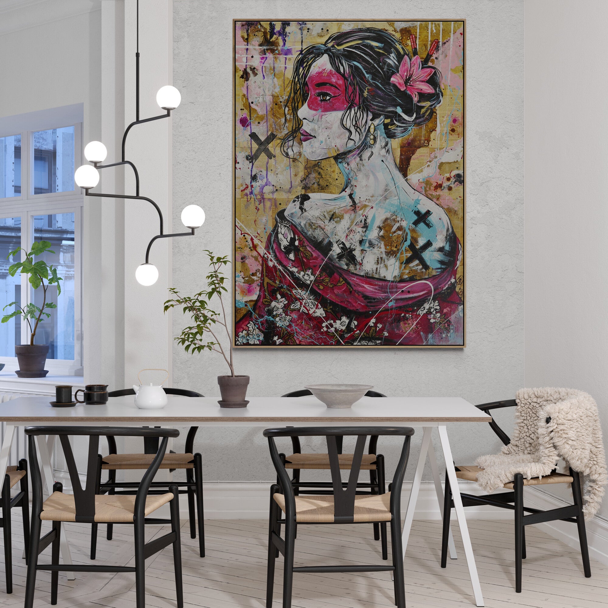 Rubi 100cm x 140cm Geisha Abstract Realism Book Club Painting (SOLD)-book club-[Franko_Artist]-[The_Block]-[Dream_Homes]-[ideas]-[Grand_Designs]-[Art_Lover]-Franklin Art Studio