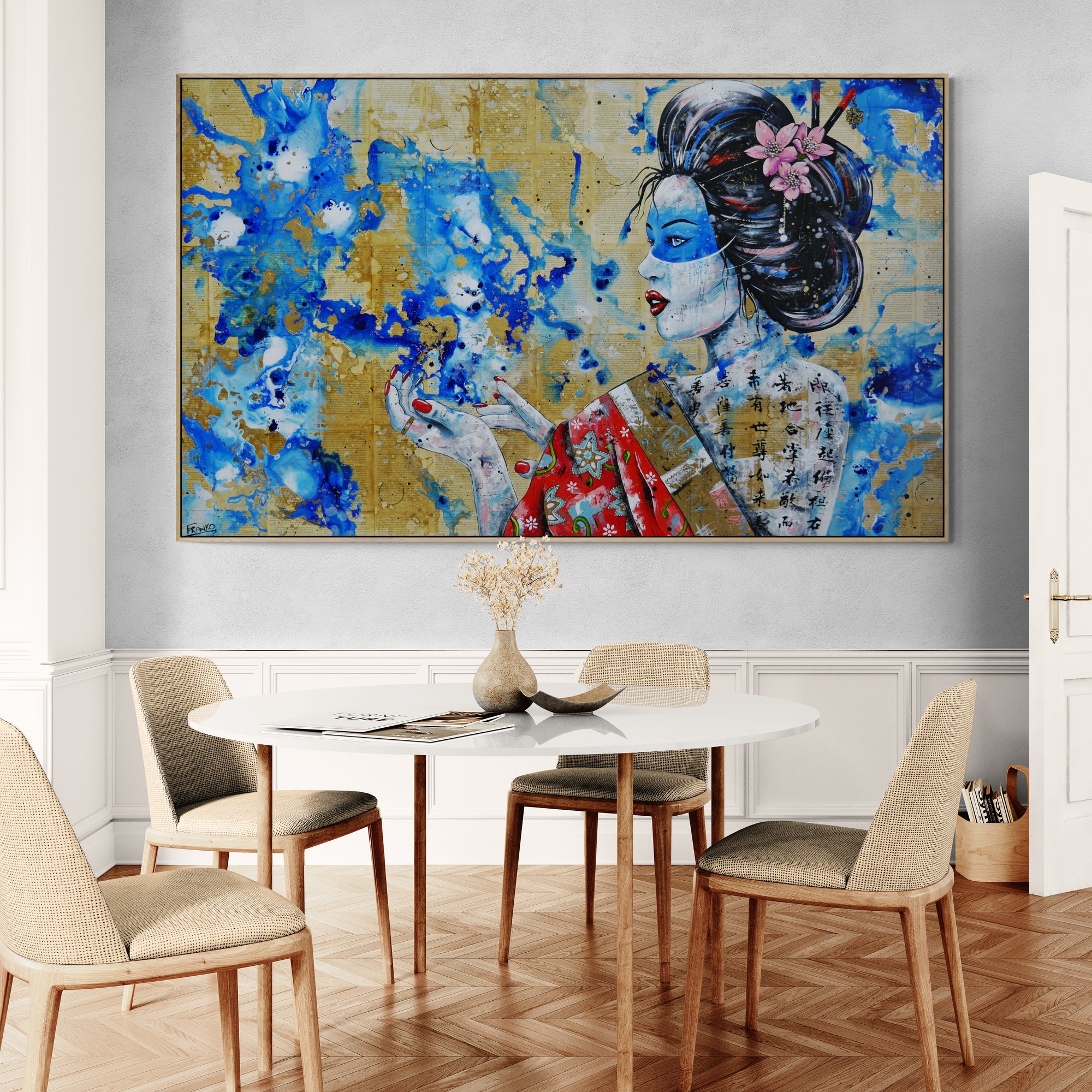 Aquilla 200cm x 120cm Geisha Abstract Realism Book Club Painting (SOLD)-book club-[Franko_Artist]-[The_Block]-[Dream_Homes]-[ideas]-[Grand_Designs]-[Art_Lover]-Franklin Art Studio