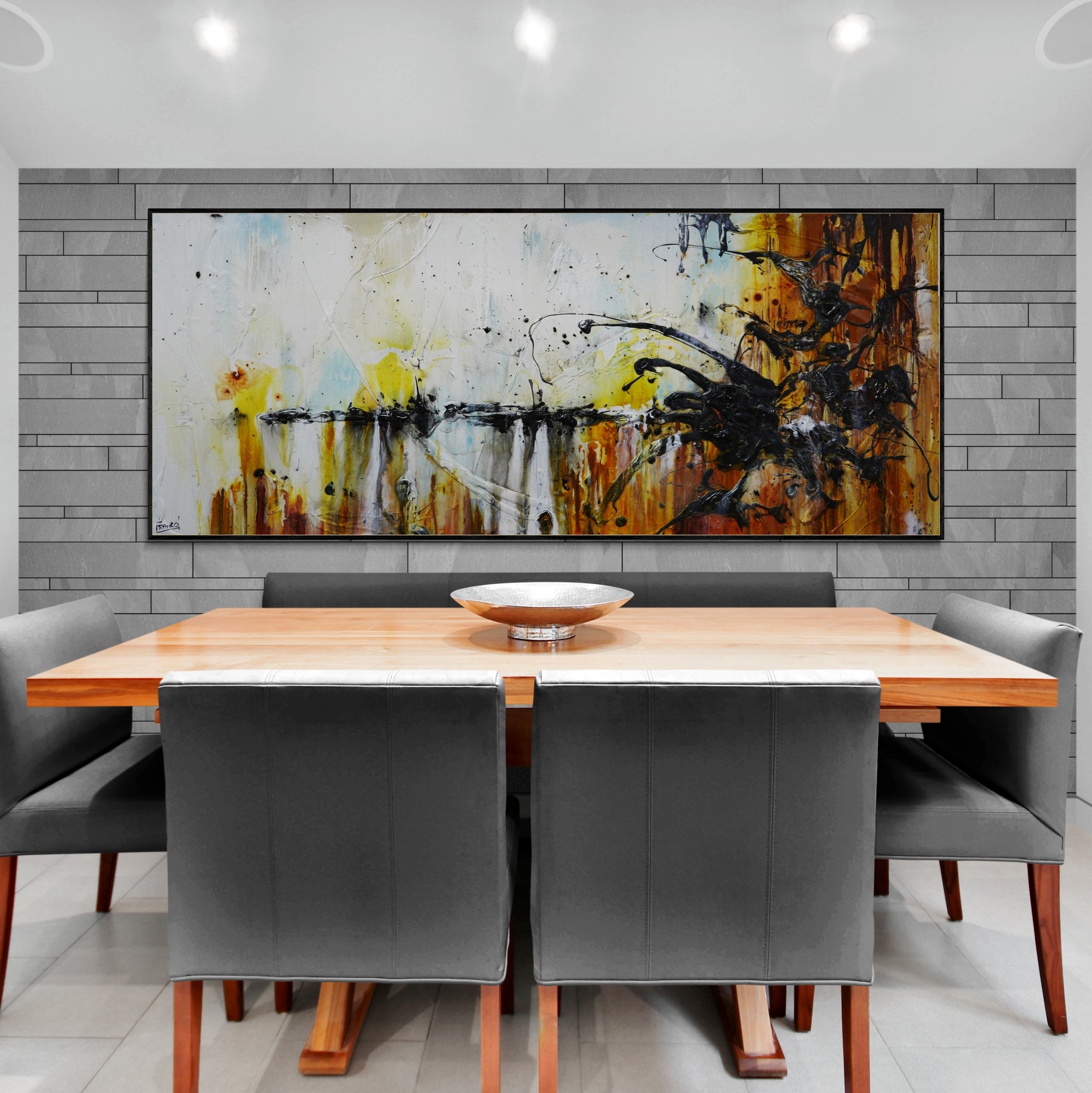Oxide Sky 240cm x 100cm White Rust Blue Ochre Textured Abstract Painting (SOLD)