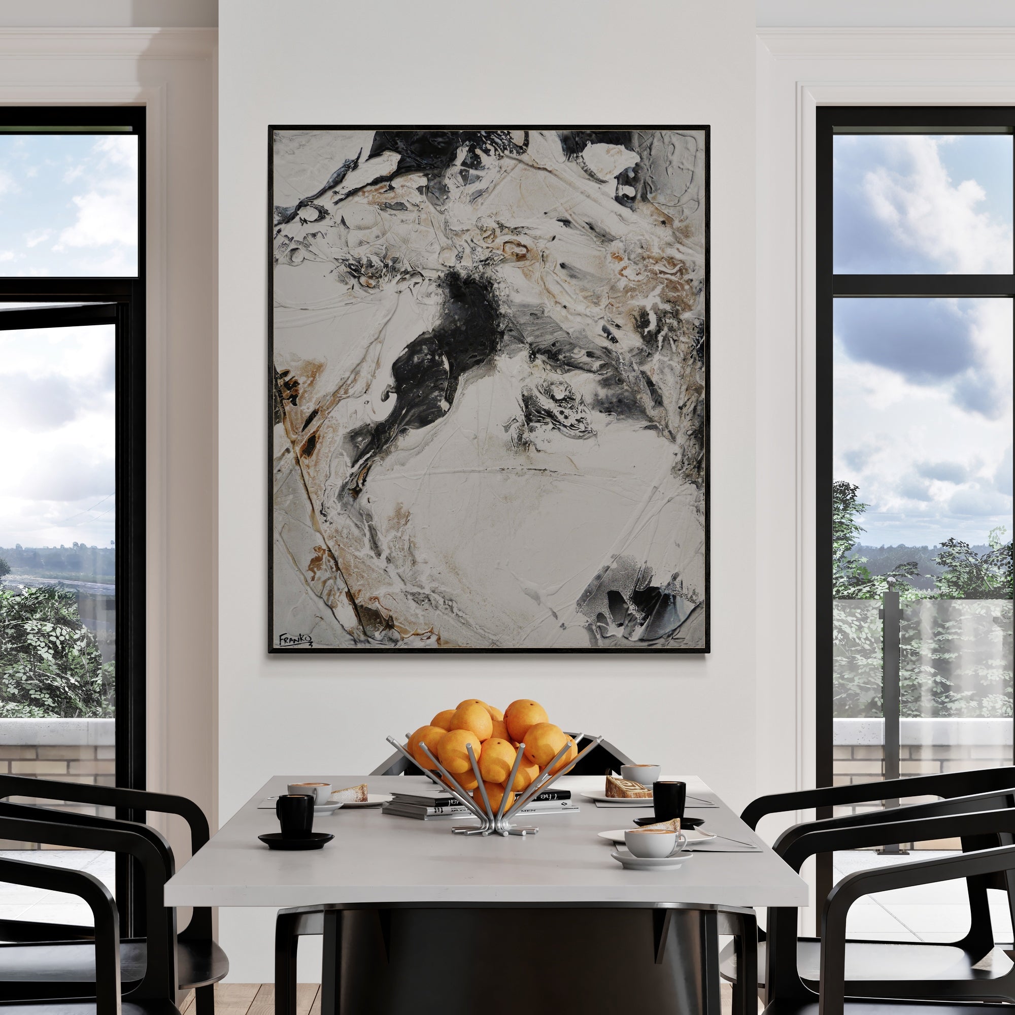 update alt-text with template Trigger 120cm x 100cm White Black Rust Minimalist Textured Abstract Painting (SOLD)-Abstract-[Franko_Artist]-[Australian_artist]-[Gold_Coast]-[Brisbane]-[modern]-[contemporary]-[original]-[Large_artwork]-Franklin Art Studio
