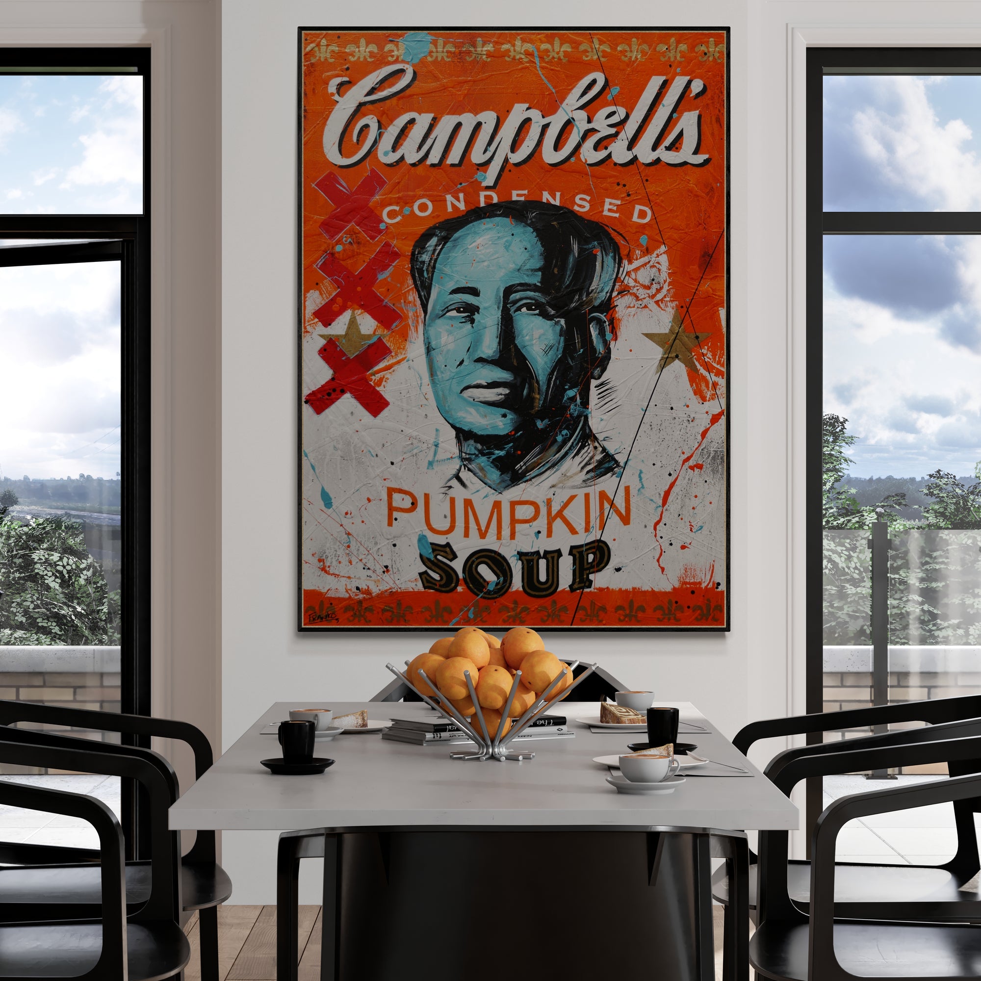 update alt-text with template Mr Mao 140cm x 100cm Campbell's Soup Textured Urban Pop Art Painting-Urban Pop Art-[Franko_Artist]-[The_Block]-[Dream_Homes]-[ideas]- [Grand_Designs]-Franklin Art Studio