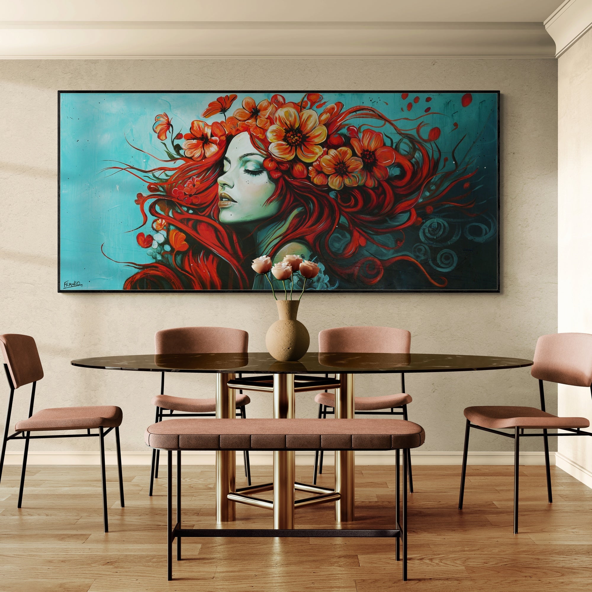 Venus 240cm x 110cm Abstract Realism Textured Framed Painting (SOLD)-people-[Franko_Artist]-[Australian_artist]-[Gold_Coast]-[Brisbane]-[modern]-[contemporary]-[original]-[Large_artwork]-[The_Block]-[Dream_Homes]-[ideas]-[Grand_Designs]-[Art_Lover]-Franklin Art Studio