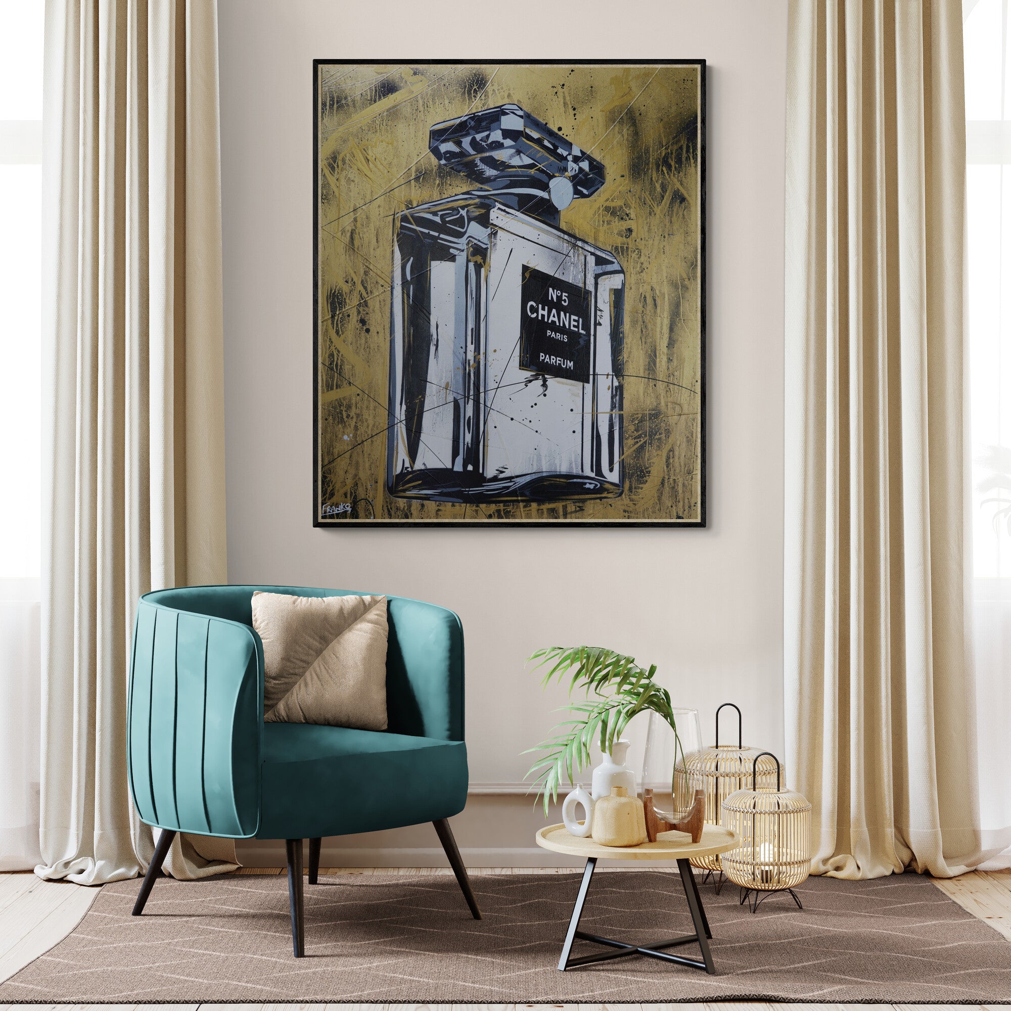 Golden Classic 100cm x 120cm Perfume Bottle Urban Pop Book Club Painting