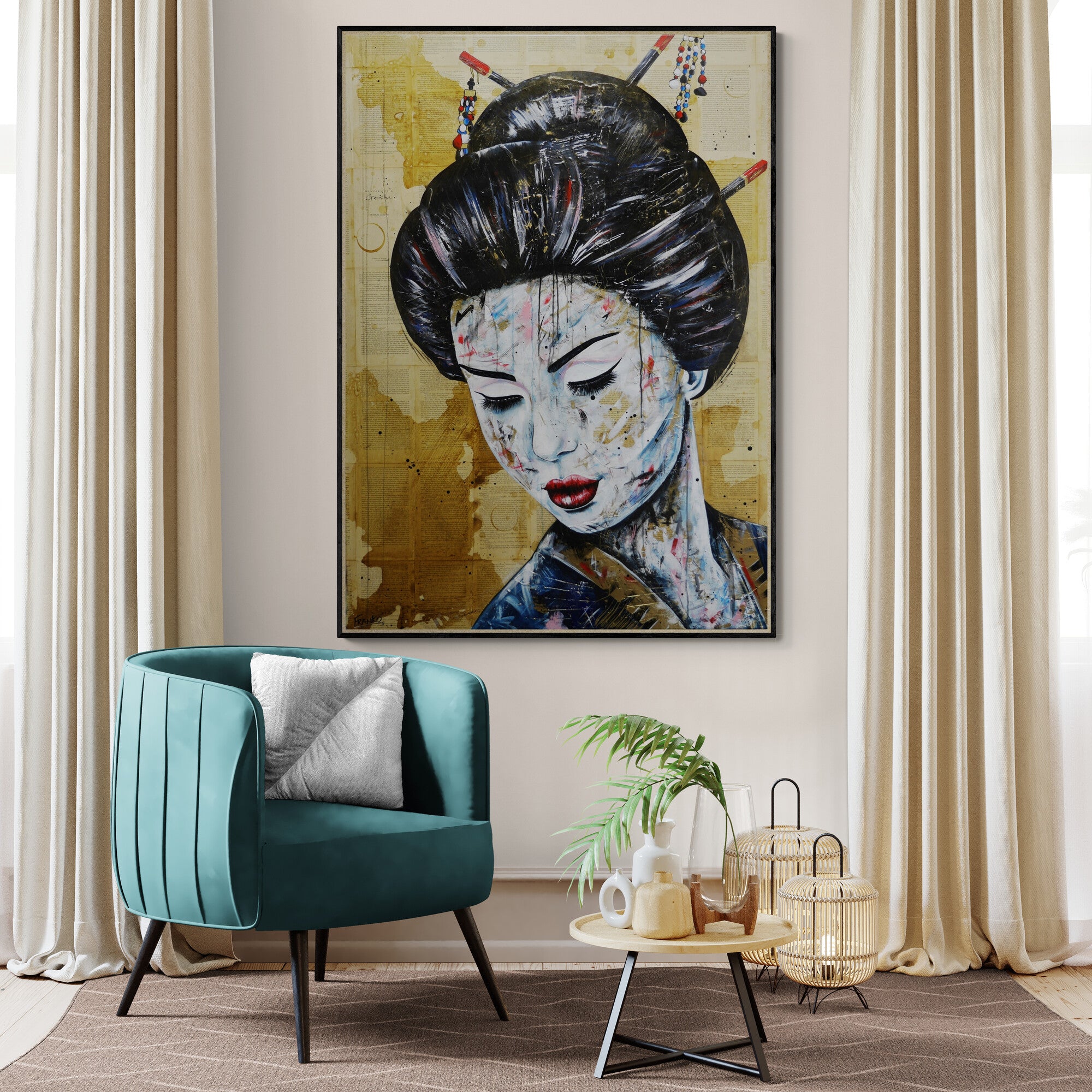 Aoki (Blue) 100cm x 140cm Geisha Book Club Painting (SOLD)