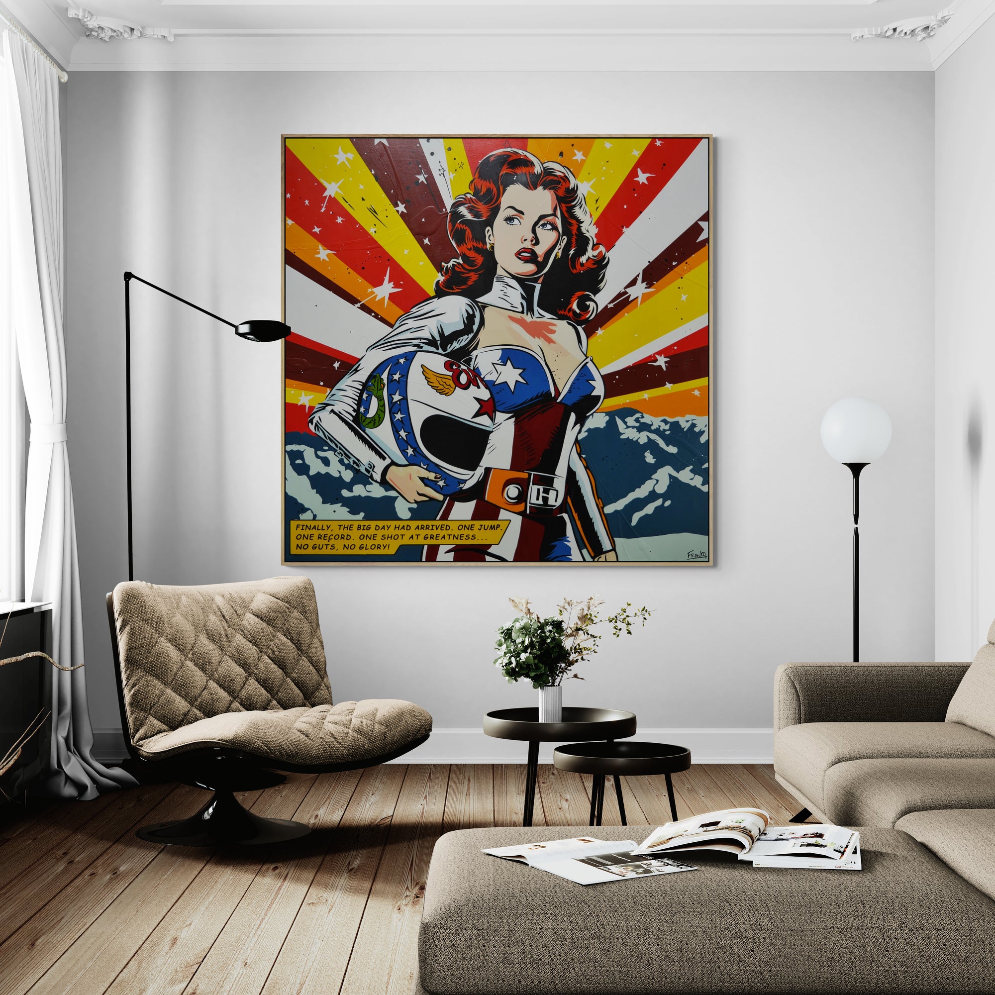 update alt-text with template One Record 150cm x 150cm Evel Knievel Stunt Devil Textured Classic Pop Art Painting-Urban Pop Art-[Franko_Artist]-[The_Block]-[Dream_Homes]-[ideas]- [Grand_Designs]-Franklin Art Studio