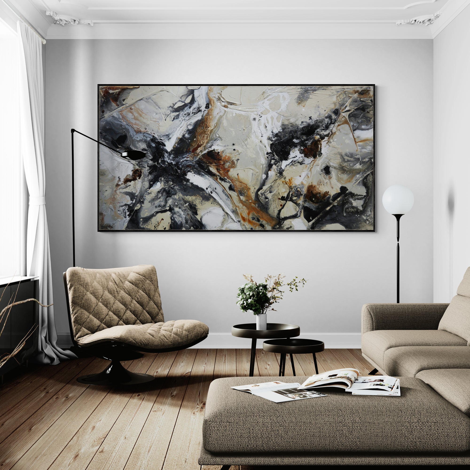 Ravishing Almonds 190cm x 100cm Textured Abstract Painting-Abstract-[Franko_Artist]-[Australian_artist]-[Gold_Coast]-[Brisbane]-[modern]-[contemporary]-[original]-[Large_artwork]-[The_Block]-[Dream_Homes]-[ideas]-[Grand_Designs]-[Art_Lover]-Franklin Art Studio
