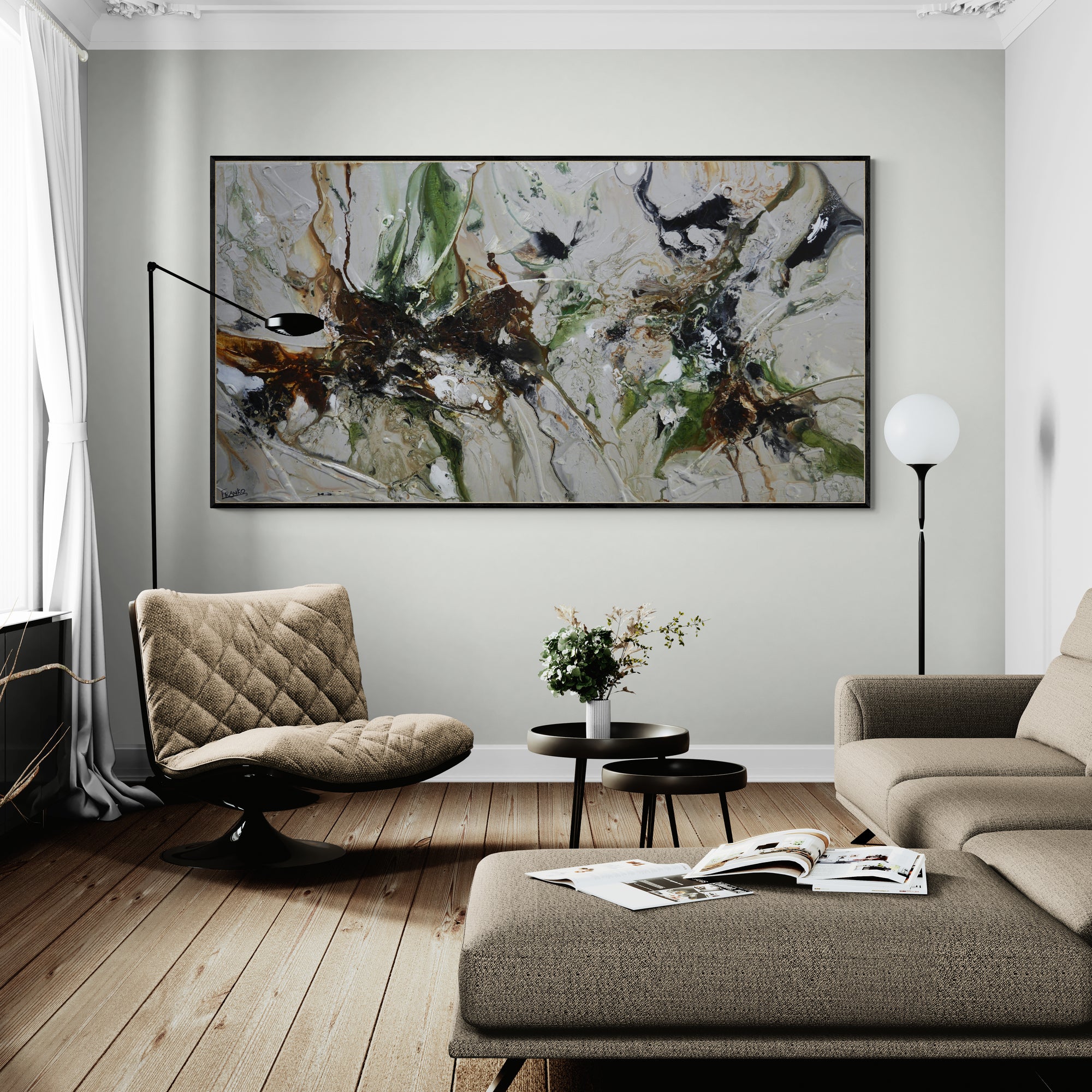 Olives and Coconuts 190cm x 100cm Textured Abstract Painting (SOLD)