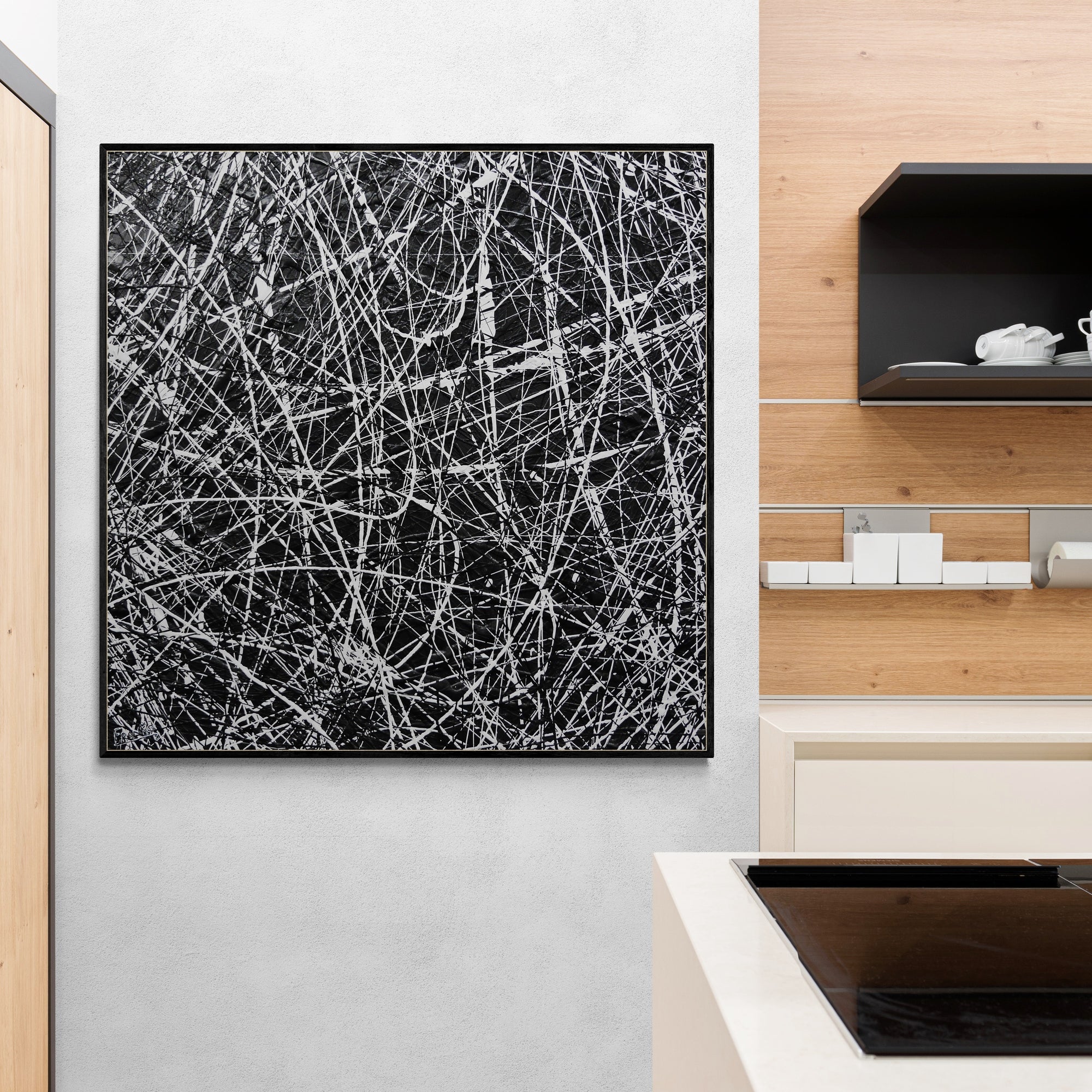 update alt-text with template Brainiac 120cm x 120cm Black White Textured Abstract Painting (SOLD)-Abstract-[Franko_Artist]-[Australian_artist]-[Gold_Coast]-[Brisbane]-[modern]-[contemporary]-[original]-[Large_artwork]-Franklin Art Studio