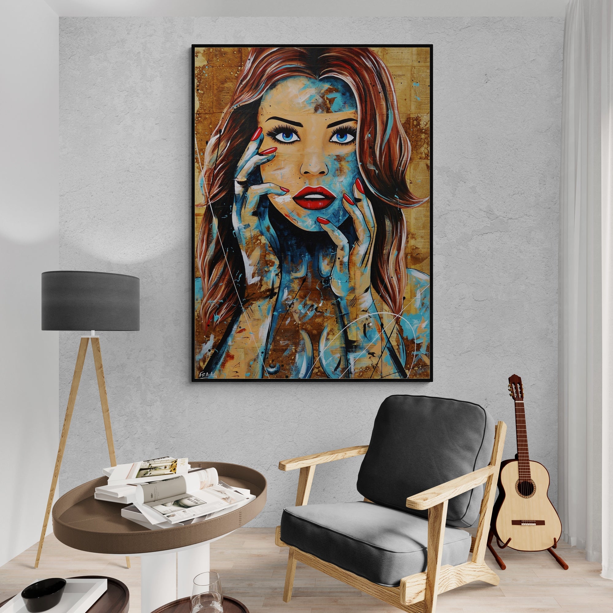Crave 140cm x 100cm Sexy Woman Abstract Realism Book Club Painting (SOLD)-book club-[Franko_Artist]-[Australian_artist]-[Gold_Coast]-[Brisbane]-[modern]-[contemporary]-[original]-[Large_artwork]-[The_Block]-[Dream_Homes]-[ideas]-[Grand_Designs]-[Art_Lover]-Franklin Art Studio