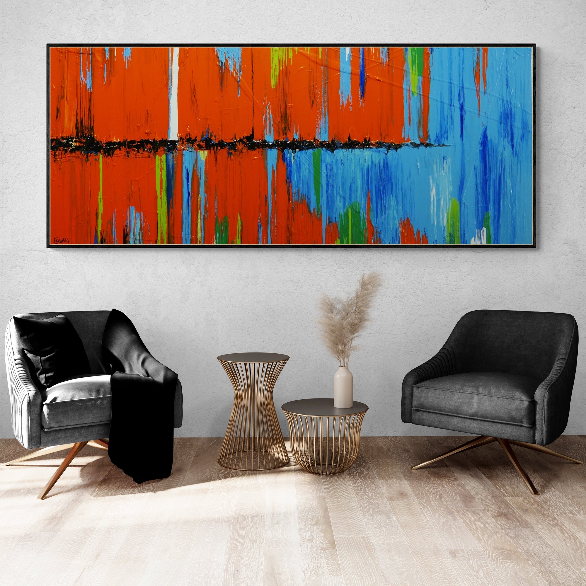 Blue Boulevard 240cm x 100cm Textured Abstract Painting (SOLD)
