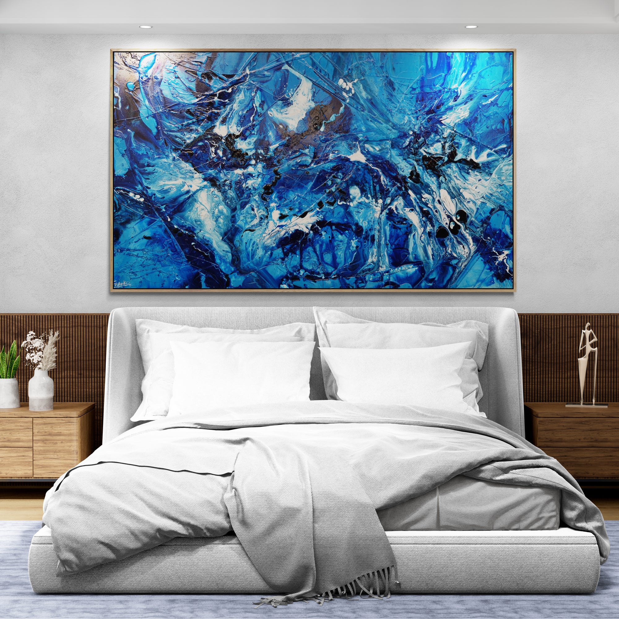 Aquafied 200cm x 120cm Blue White Textured Abstract Painting (SOLD)-Abstract-[Franko_Artist]-[Australian_artist]-[Gold_Coast]-[Brisbane]-[modern]-[contemporary]-[original]-[Large_artwork]-Franklin Art Studio