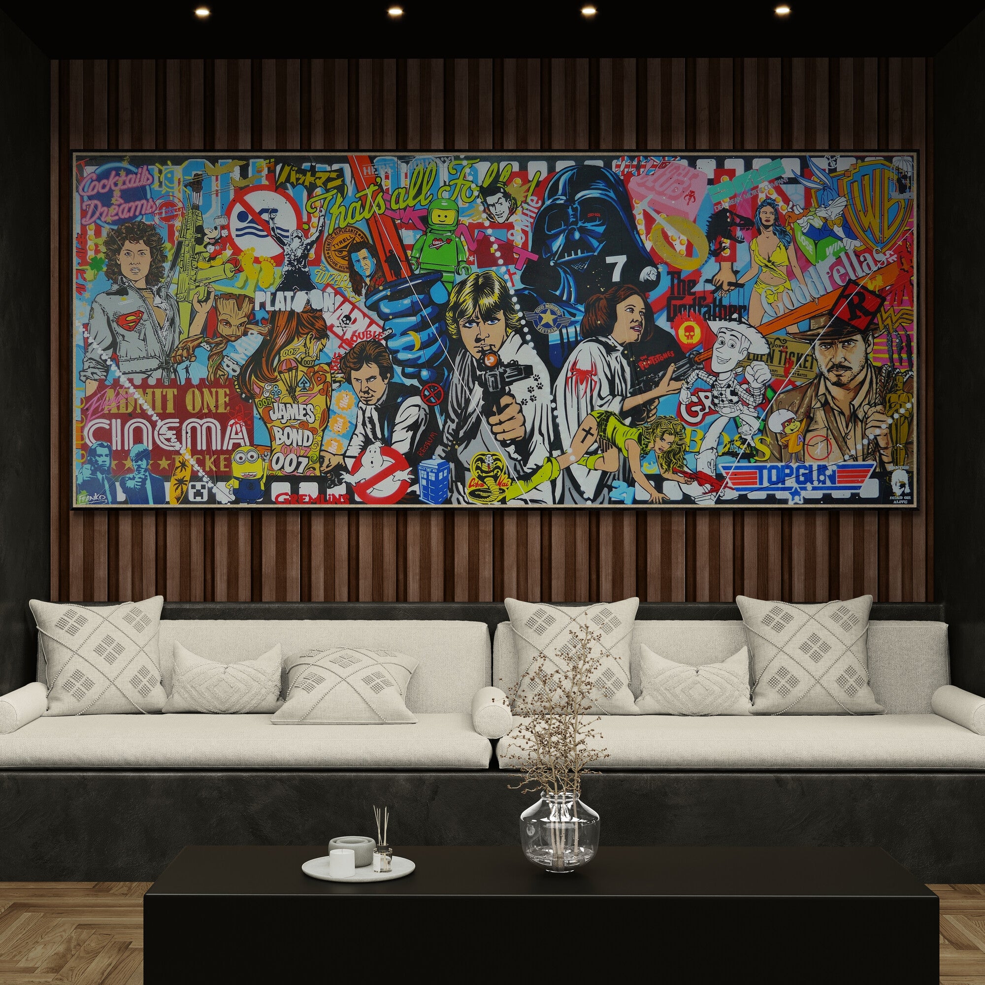 Cinema Gold 240cm x 100cm Iconic Textured Urban Pop Art Painting (SOLD)