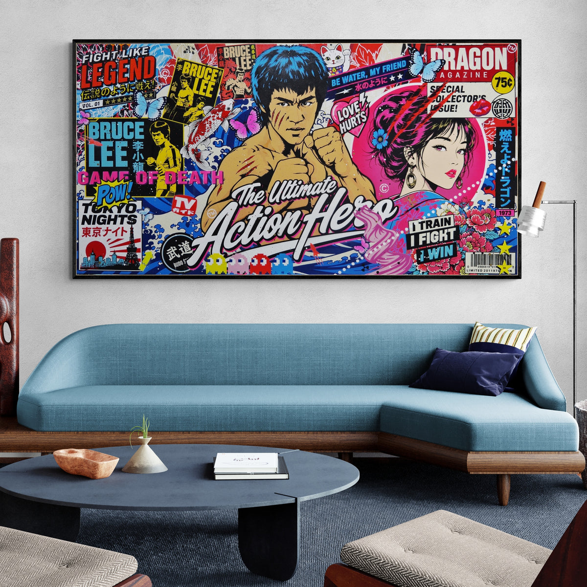 Tokyo Nights 190cm x 100cm Bruce Lee Textured Urban Pop Art Painting