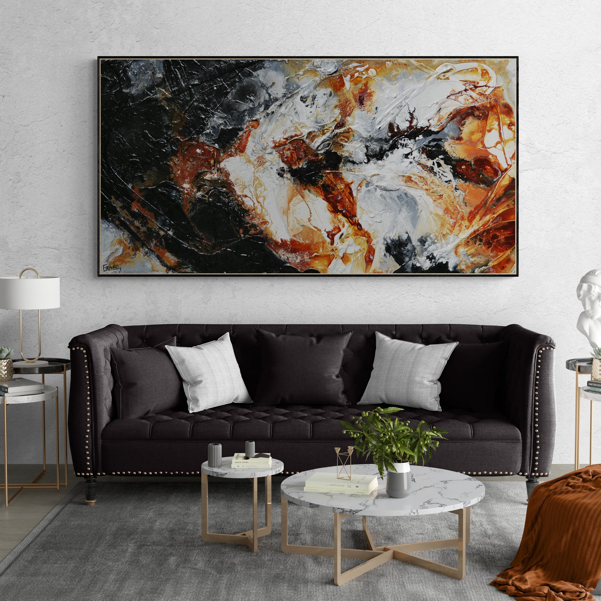 Oxide Nero 190cm x 100cm Textured Abstract Painting (SOLD)-Abstract-[Franko_Artist]-[The_Block]-[Dream_Homes]-[ideas]-[Grand_Designs]-[Art_Lover]-Franklin Art Studio