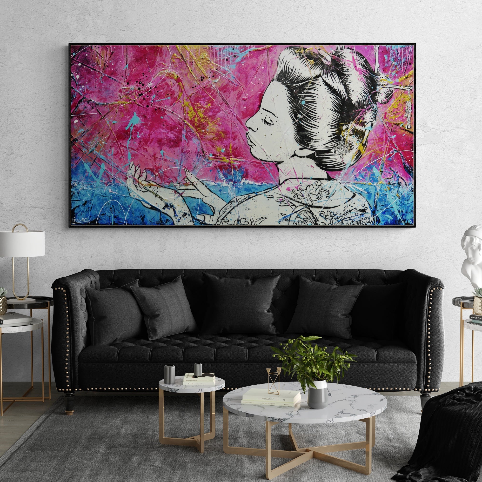 Musk Sunsets 190cm x 100cm Geisha Textured Urban Pop Art Painting-Urban Pop Art-[Franko_Artist]-[Australian_artist]-[Gold_Coast]-[Brisbane]-[modern]-[contemporary]-[original]-[Large_artwork]-[The_Block]-[Dream_Homes]-[ideas]-[Grand_Designs]-[Art_Lover]-Franklin Art Studio
