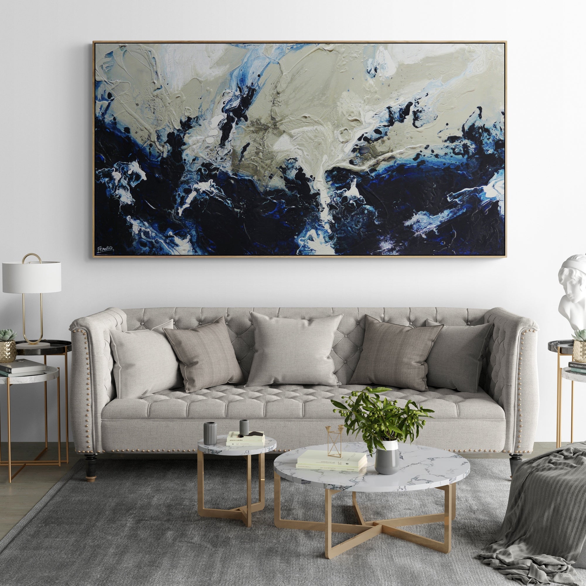 Deep Denim 190cm x 100cm Blue Textured Abstract Painting (SOLD)-Abstract-[Franko_Artist]-[Australian_artist]-[Gold_Coast]-[Brisbane]-[modern]-[contemporary]-[original]-[Large_artwork]-[The_Block]-[Dream_Homes]-[ideas]-[Grand_Designs]-[Art_Lover]-Franklin Art Studio