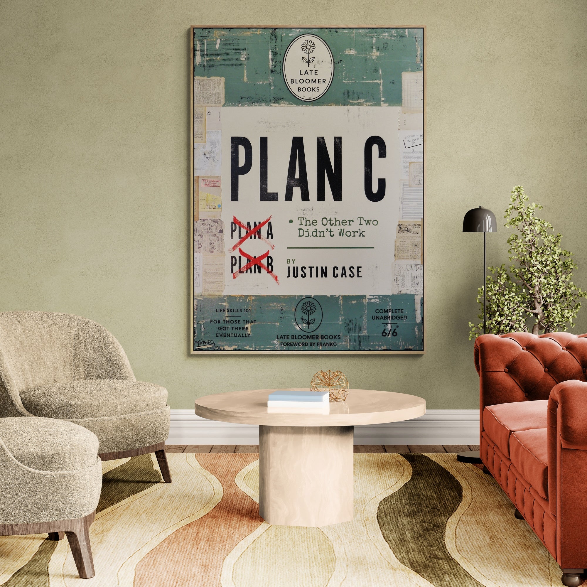 Late Bloomer Life Skills 16 100cm x 140cm Urban Pop Book Club Painting