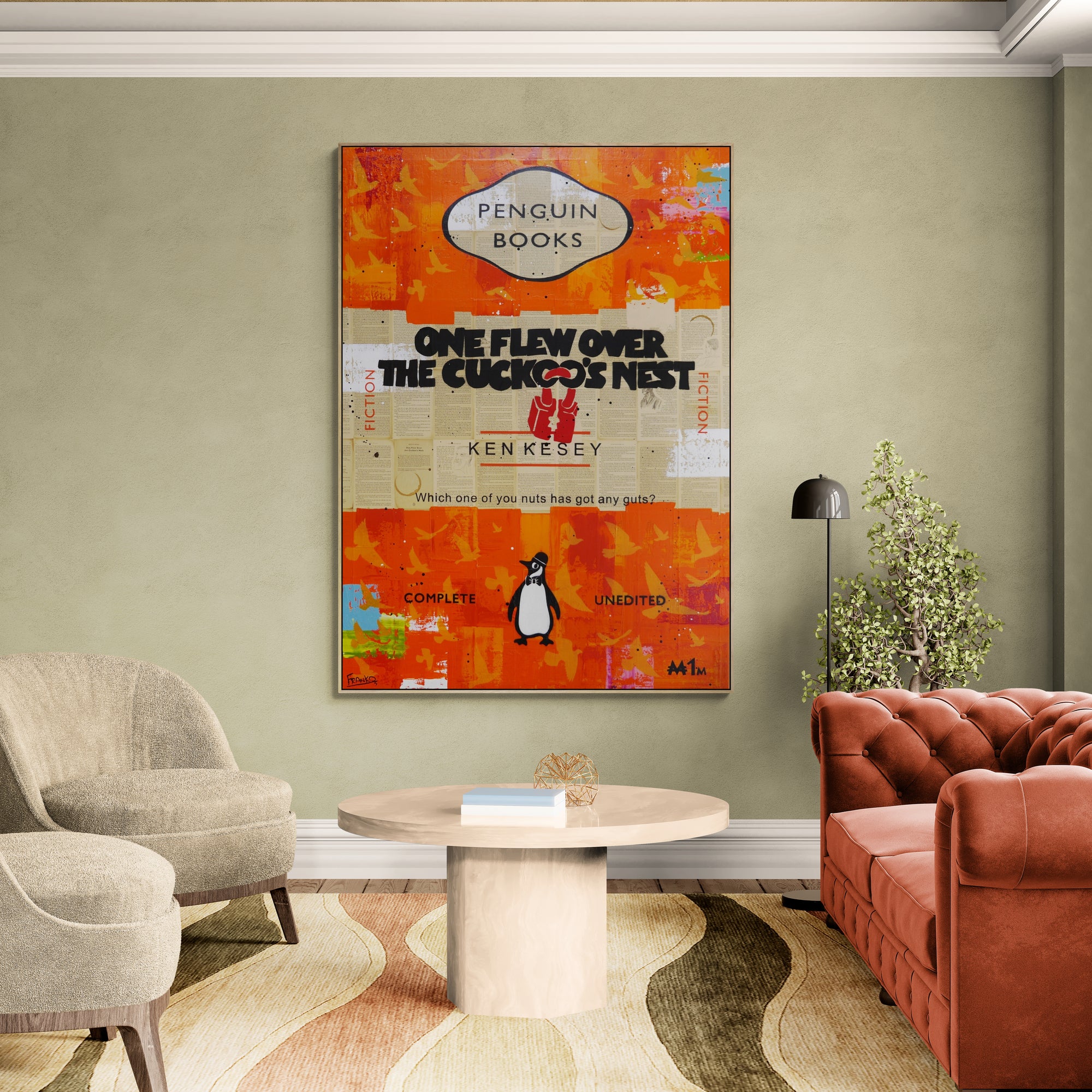Cuckoo 100cm x 140cm Urban Pop Book Club Painting (SOLD)-book club-[Franko_Artist]-[Australian_artist]-[Gold_Coast]-[Brisbane]-[modern]-[contemporary]-[original]-[Large_artwork]-[The_Block]-[Dream_Homes]-[ideas]-[Grand_Designs]-[Art_Lover]-Franklin Art Studio