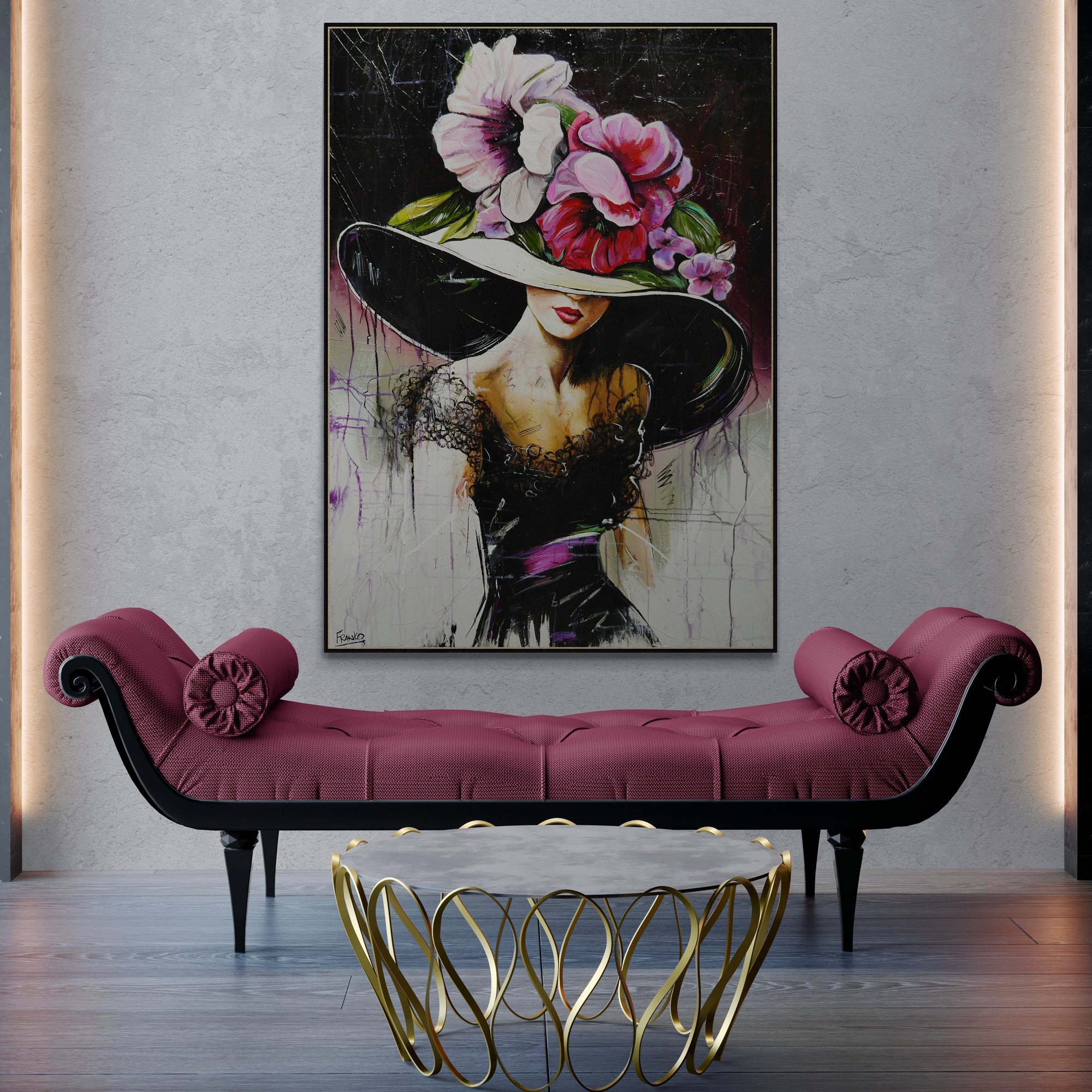 Jayne 140cm x 100cm Classy Textured Abstract Realism Floral Painting (SOLD)-Abstract-[Franko_Artist]-[The_Block]-[Dream_Homes]-[ideas]-[Grand_Designs]-[Art_Lover]-Franklin Art Studio